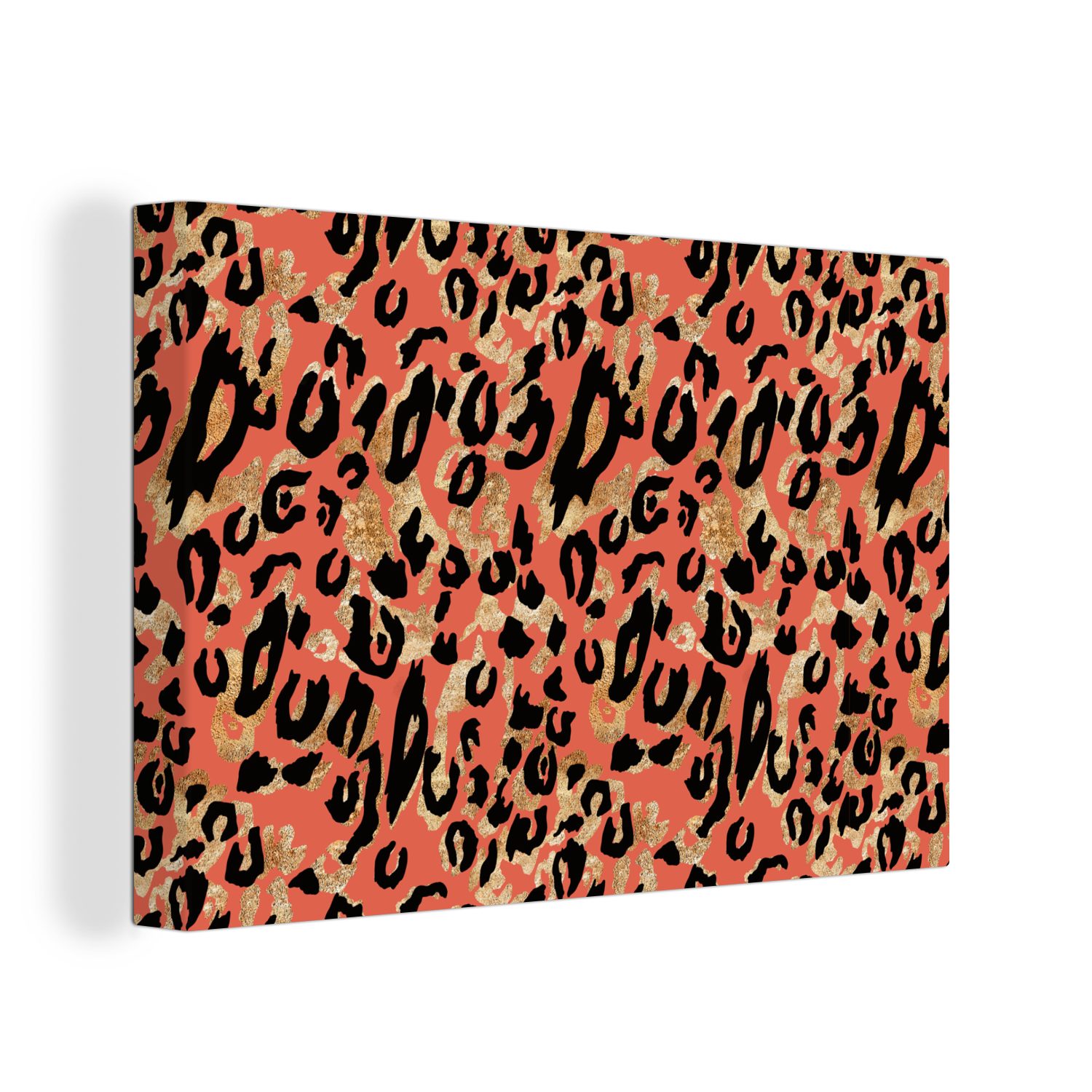 OneMillionCanvasses® Leinwandbild Pantherdruck - Muster - Rosa, (1 St), Wandbild Leinwandbilder, Aufhängefertig, Wanddeko, 30x20 cm