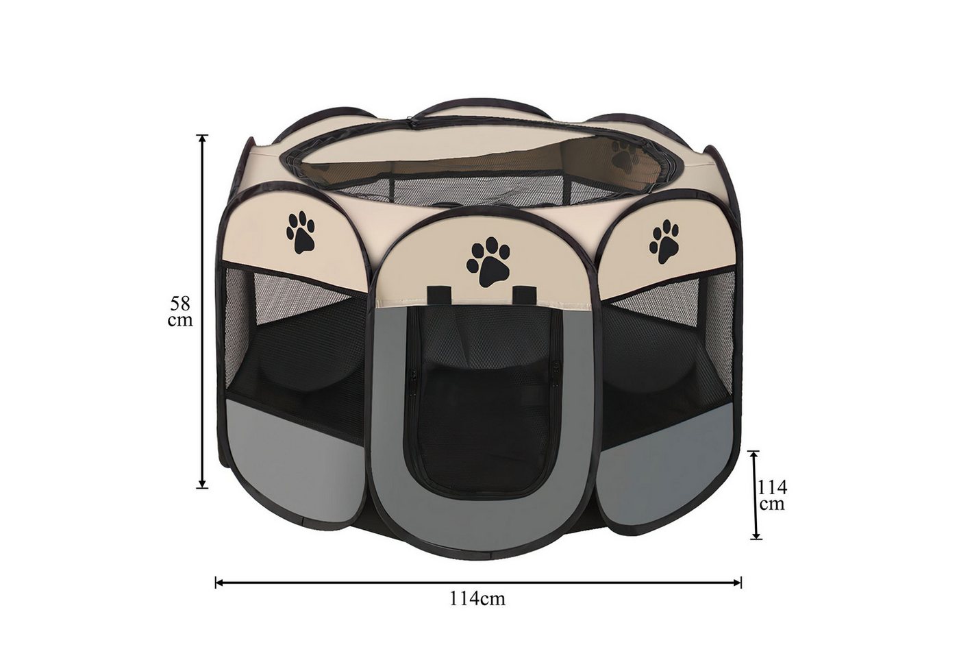 Thumbnail - Refined Living Tierhaus Welpen-Laufstall Tierlaufstall Hundehüt 114 x 114 x 58 cm Hundezaun, Tragbarer Wasserdichtes 600...