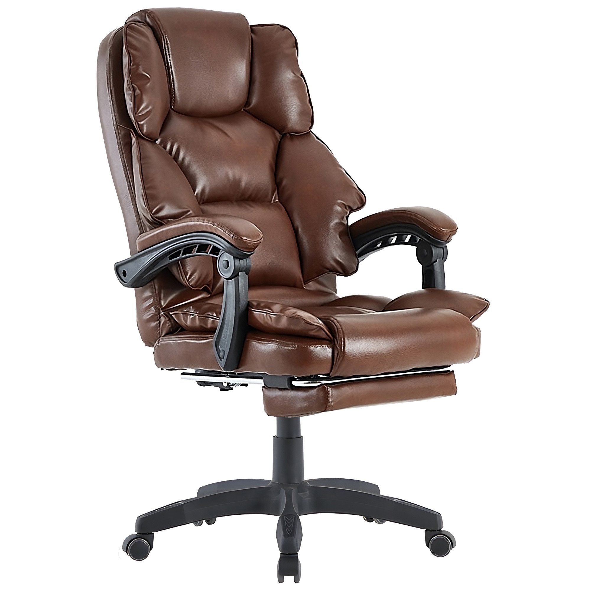 TRISENS Chefsessel Rafael (1 Stück), Bürostuhl mit extra Polsterung Home Office Chair im Lederoptik-Design Dunkelbraun