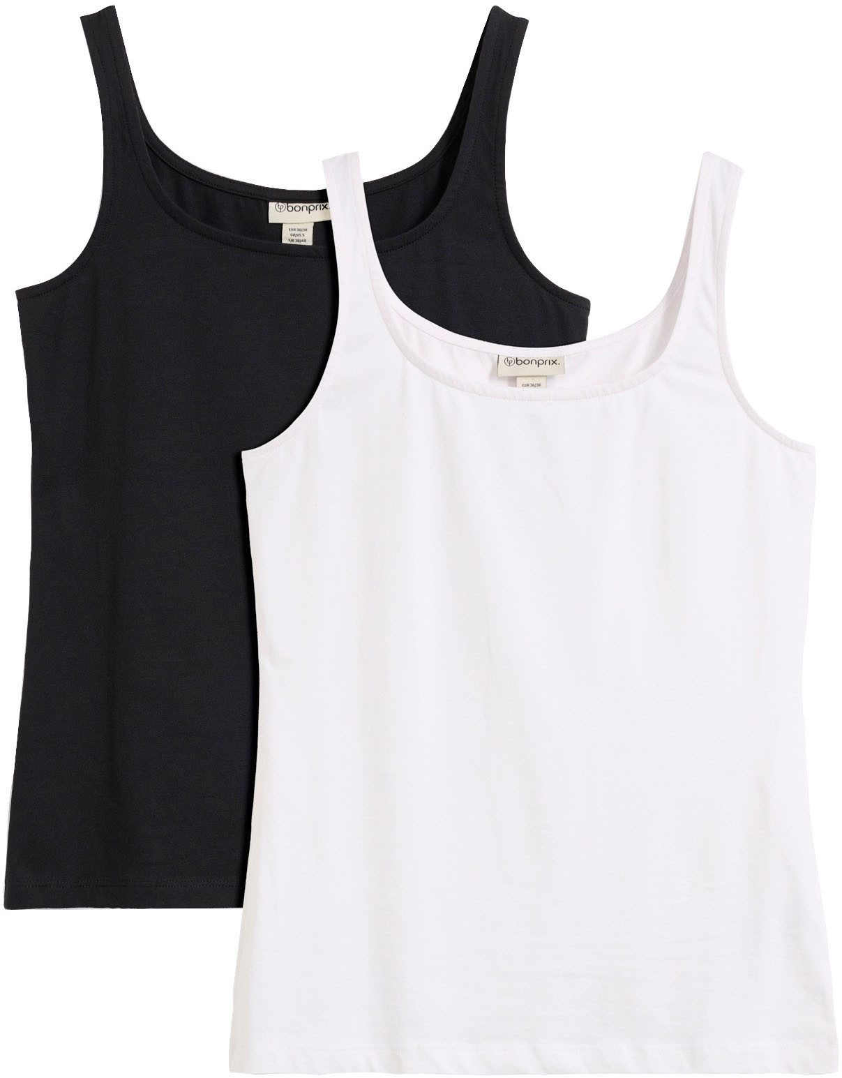 bonprix Tanktop (Packung, 2-tlg) taillierte Passform, mit Carré-Ausschnitt