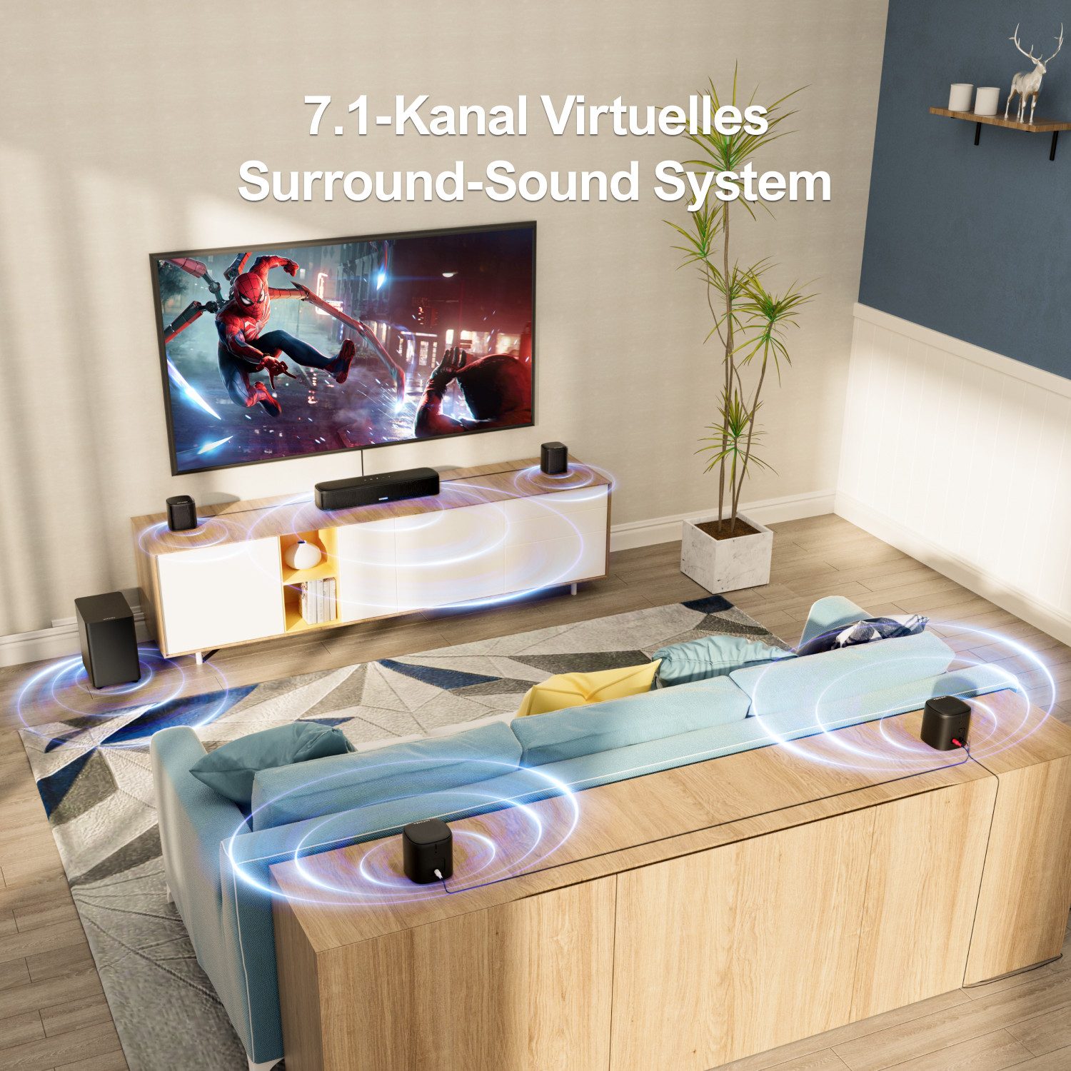 Ultimea Aura A40 7.1 Soundsystem 7.1-Kanal Virtual Surround Soundbar (Bluetooth 5.3, 330 W, Soundbar für TV Geräte mit App Steuerung) – Bild 5 von 5