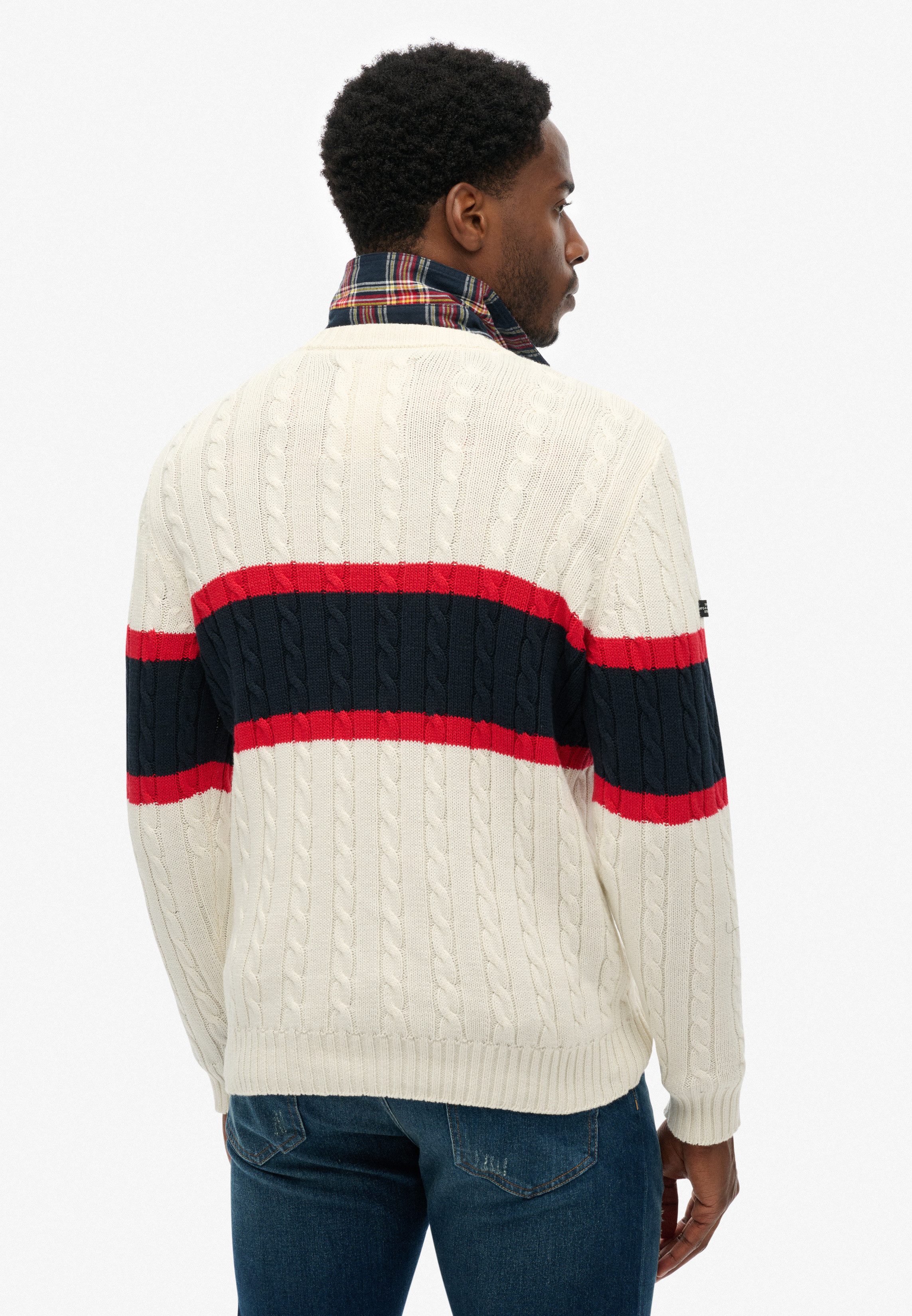 Superdry Strickpullover Cotton Stripe Cable Jumper günstig online kaufen