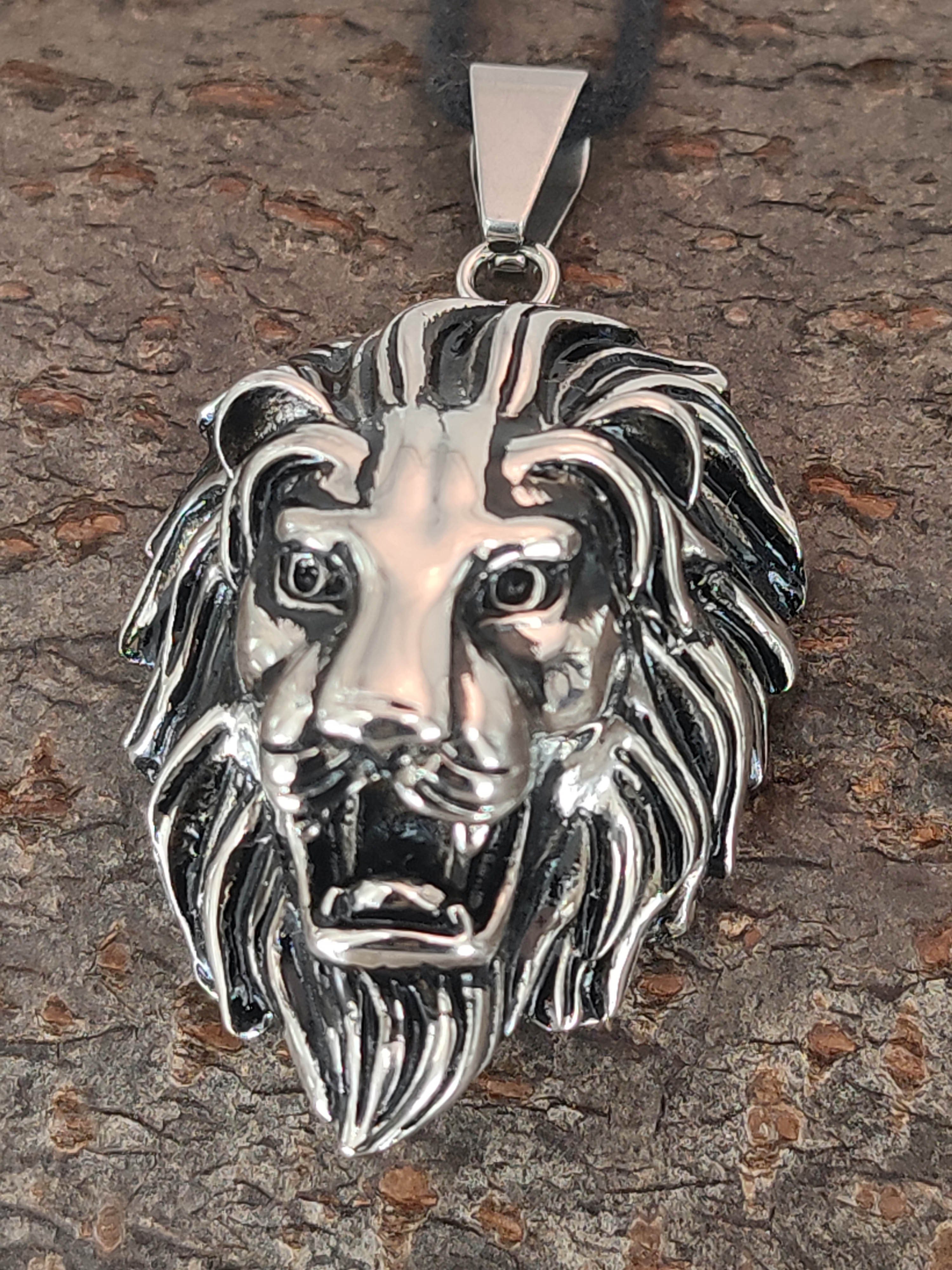 Kiss Anhänger Edelstahl Löwe aus of Kettenanhänger großer Lion Leather Löwenkopf Kopf Löwen