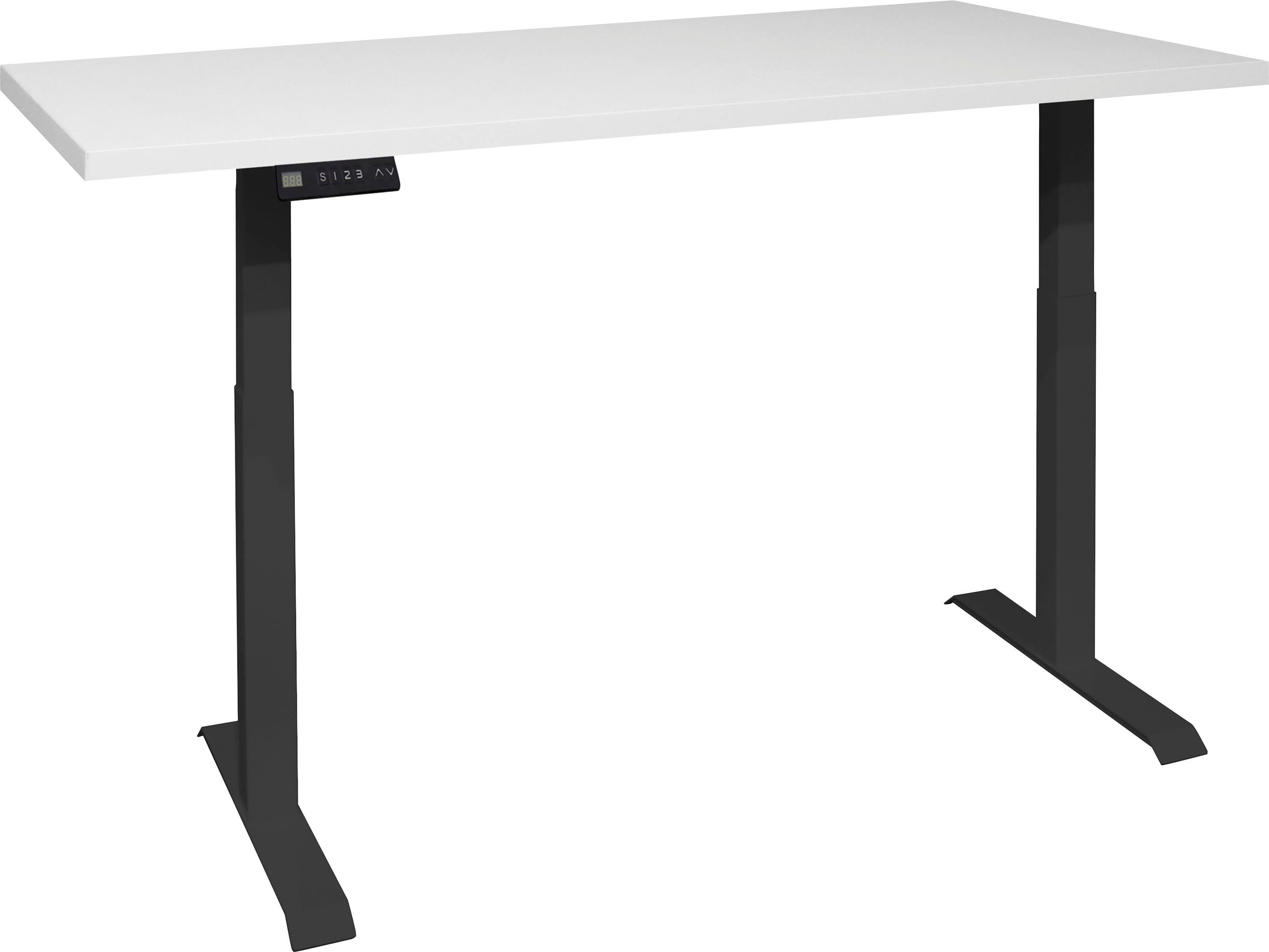 Mäusbacher Schreibtisch Big weiß weiß matt System elektrisch cm, matt 140 höhenverstellbar schwarz | / lack lack Office, Breite matt