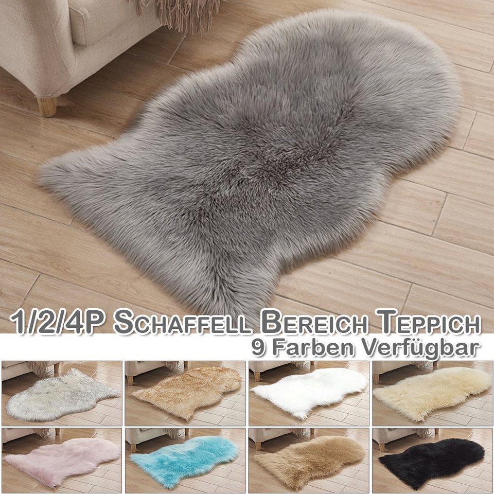 Hochflor-Teppich Fellteppich,Kunstfell,Weich,Hochflor Shaggy Teppiche,Florlänge  60mm, BTTO TEPP, 40X60 cm, Polyester für Wohnzimmer,Schlafzimmer,Esszimmer,  Weich&Flauschig