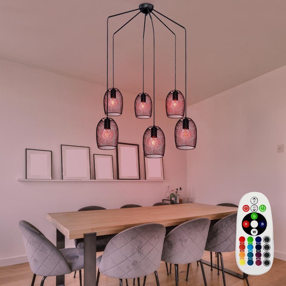 etc-shop Pendelleuchte, Leuchtmittel inklusive, Warmweiß, Farbwechsel, Geflecht Pendel Decken Lampe DIMMBAR Wohn Zimmer Fernbedienung