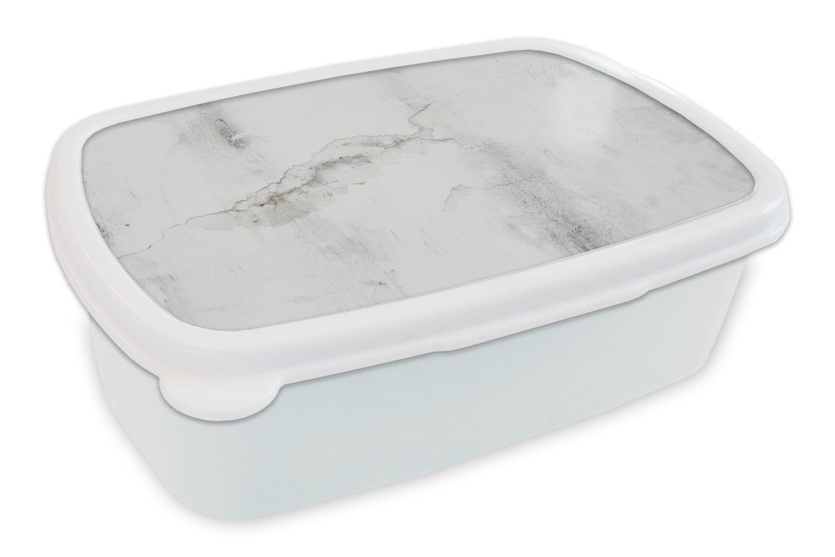 MuchoWow Lunchbox Beton - Grau - Weiß, Kunststoff, (2-tlg), Brotbox für Kinder und Erwachsene, Brotdose, für Jungs und Mädchen