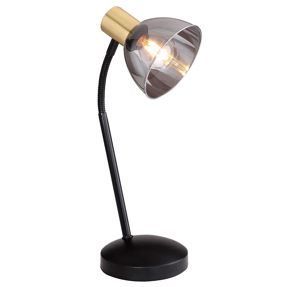 etc-shop Schreibtischlampe, Tischleuchte H nicht Tischlampe cm Rauchglas Nachttischleuchte Leuchtmittel flexibel inklusive, 41