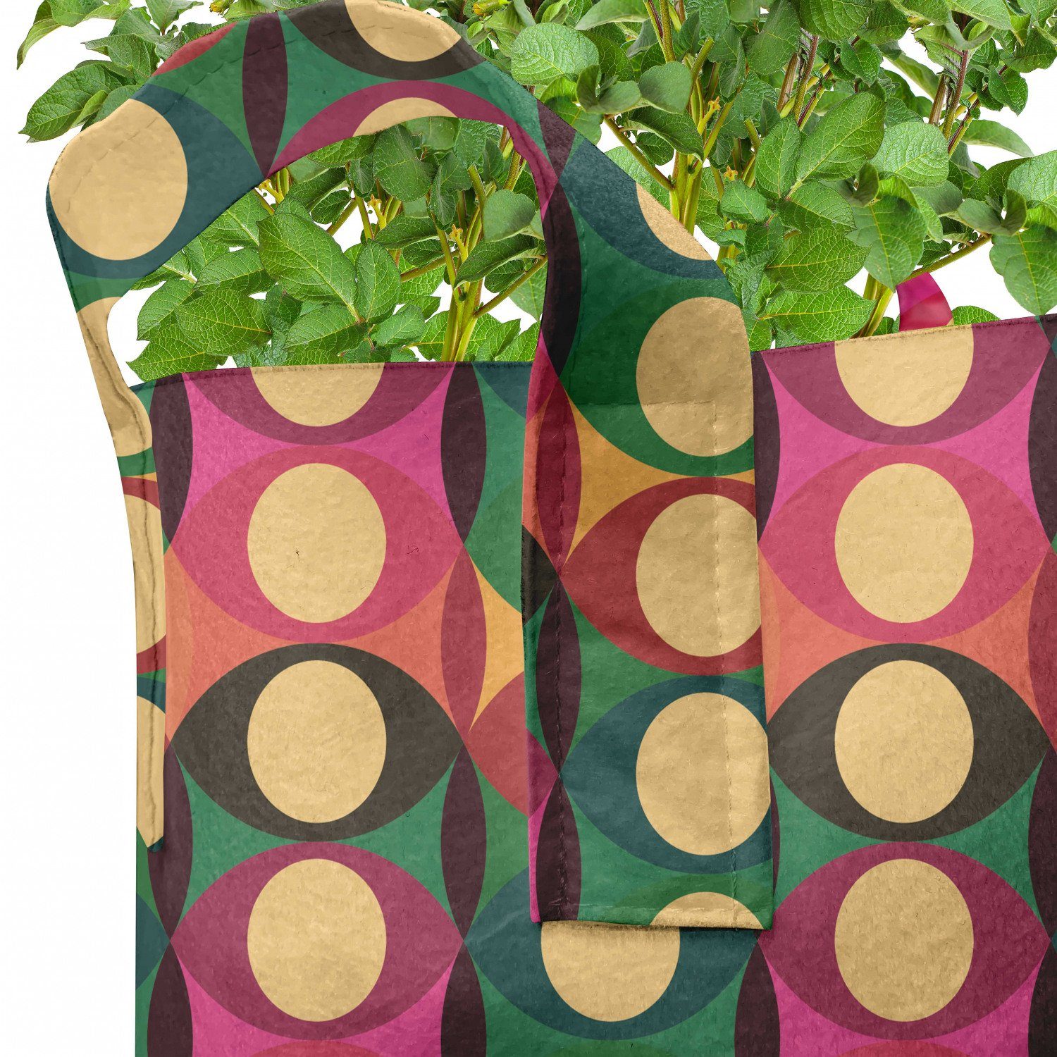 Pflanzen, Griffen Retro Pop-Art Stofftöpfe Abakuhaus hochleistungsfähig Pflanzkübel Pastell Geometrische für mit