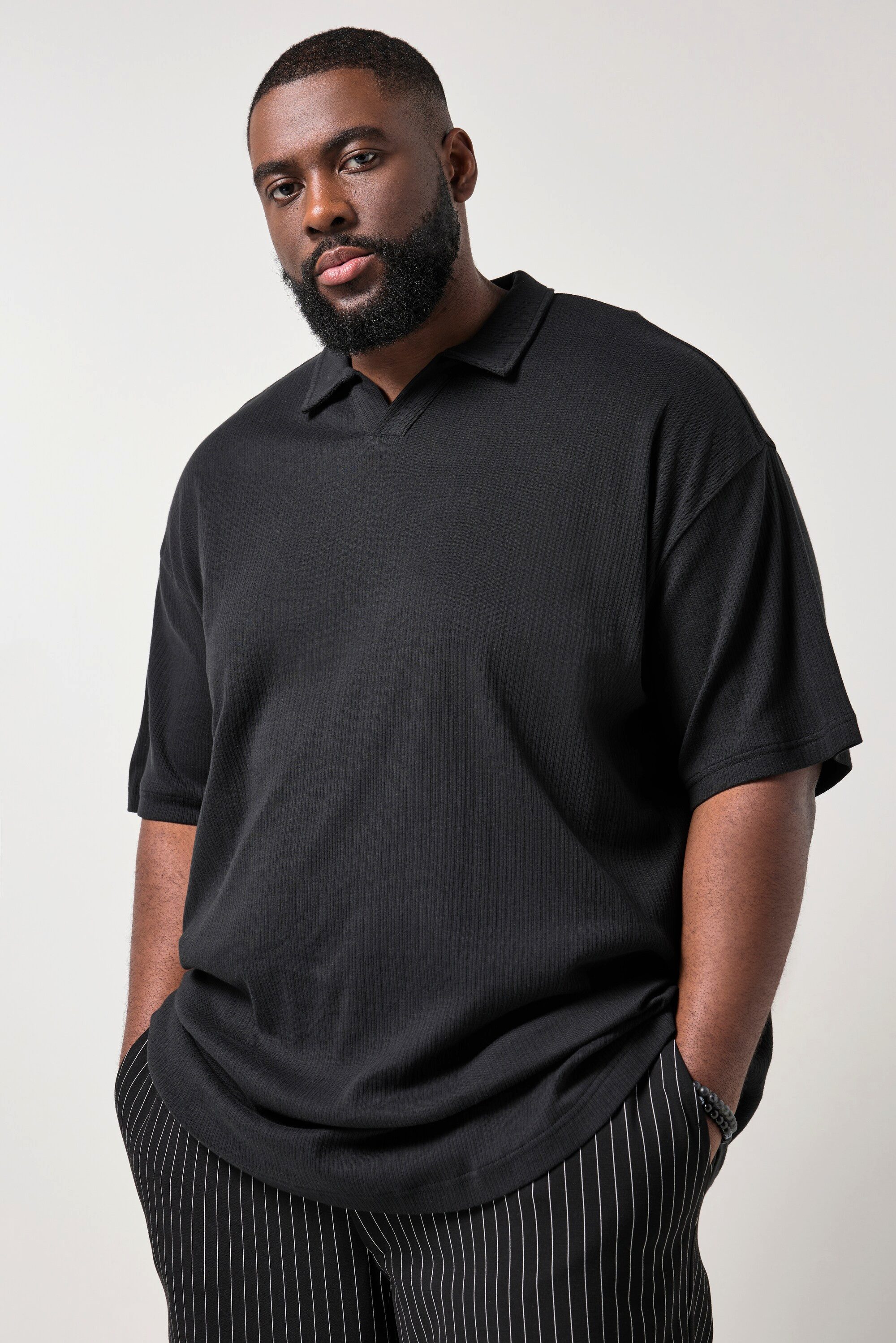 Poloshirt Poloshirt Halbarm FLEXLASTIC® oversized Rippjersey