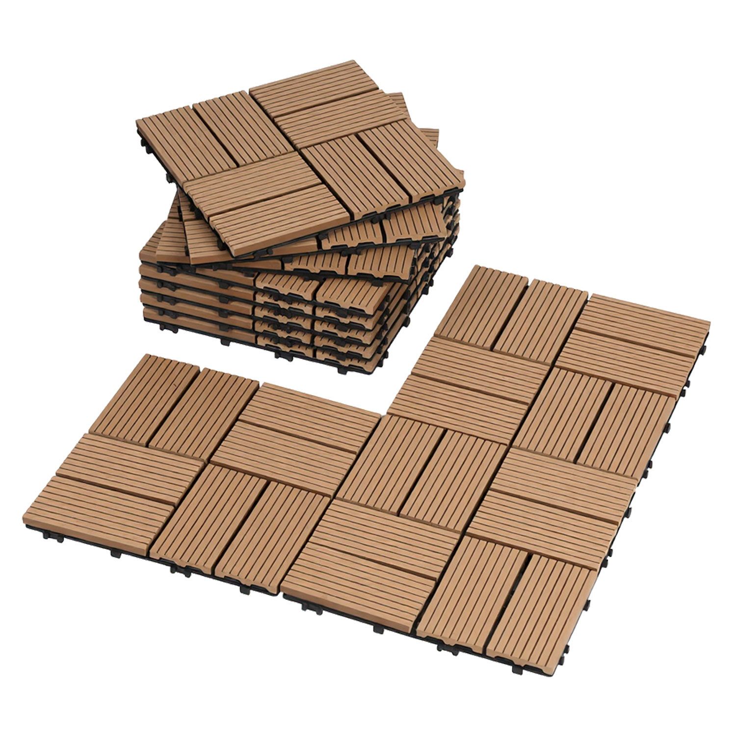 Clanmacy Terrassendielen WPC Terrassenfliesen 30x30cm langlebig für Balkon, Terrasse und Garten, BxL: je 30x30 cm, (11-St)