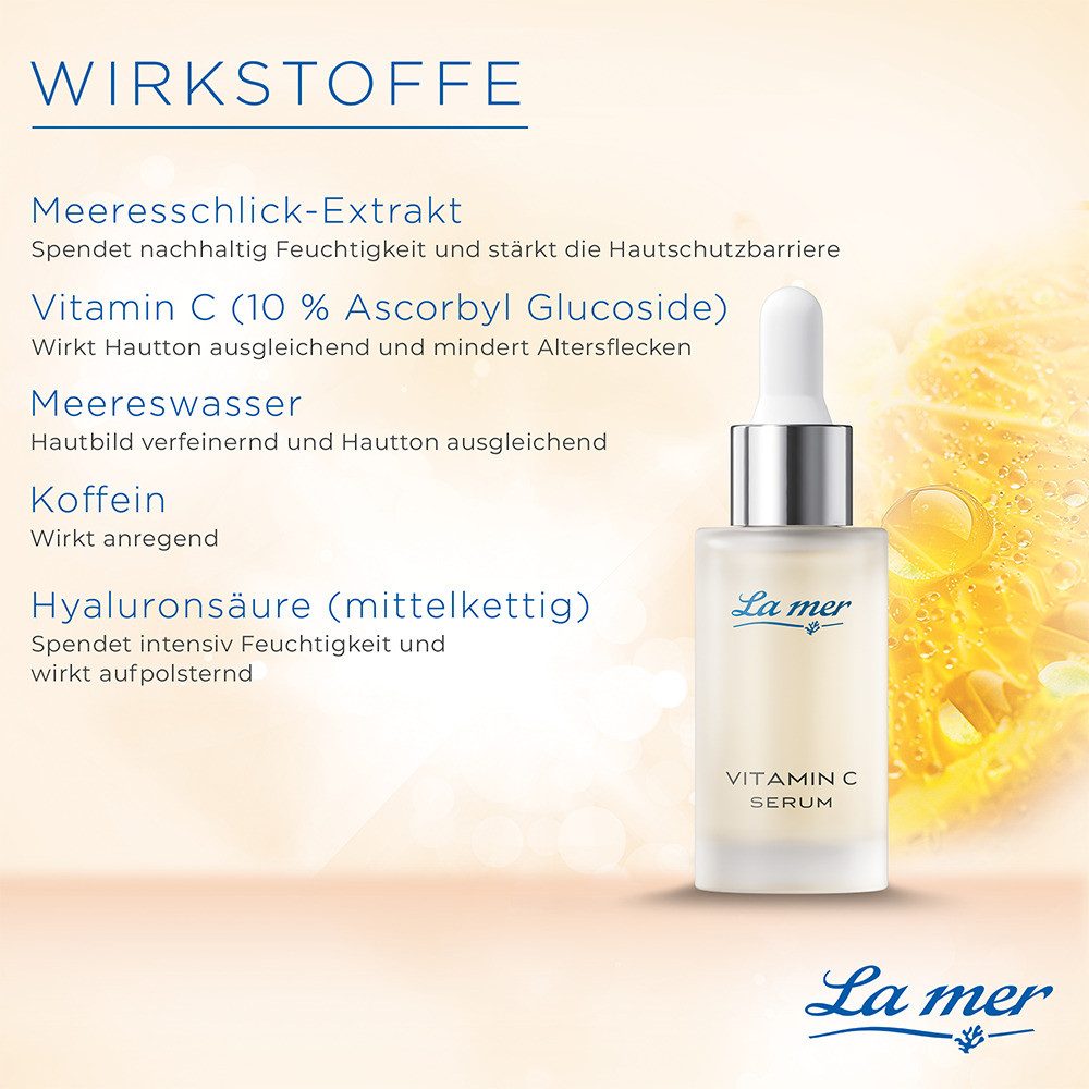 La mer Gesichtsserum Vitamin C Serum Leichtes Vitamin-C-Serum, fördert die Kollagenproduktion, gleicht Pigmentstörungen aus und sorgt für einen strahlenden Teint