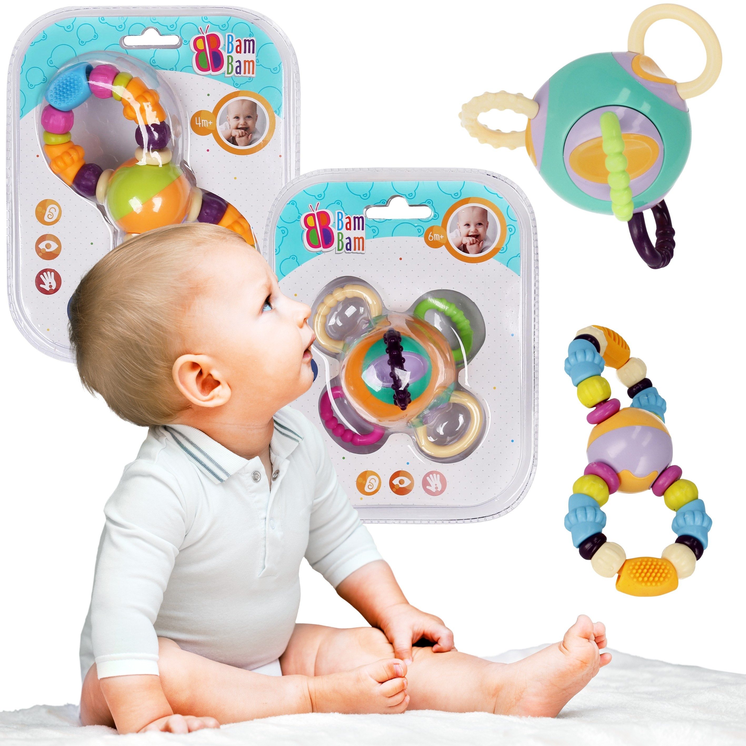 Rassel Baby-Set: 2x Rassel - Perlen, Bam Bam Ball