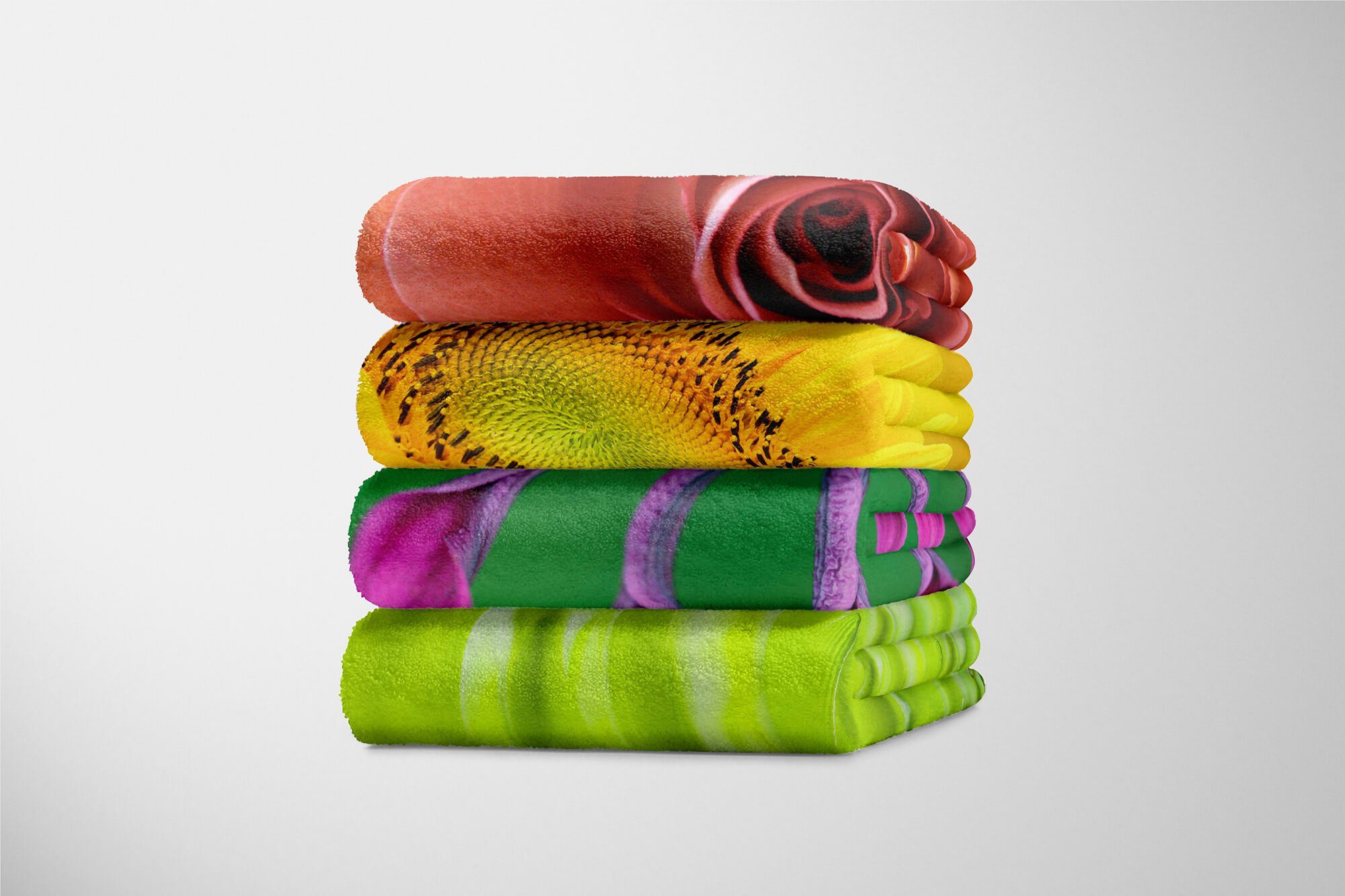 Baumwolle-Polyester-Mix Fotomotiv Blume mit Bl, Kuscheldecke Handtuch Handtuch Strandhandtuch Exotische Art Saunatuch Sinus Handtücher (1-St),