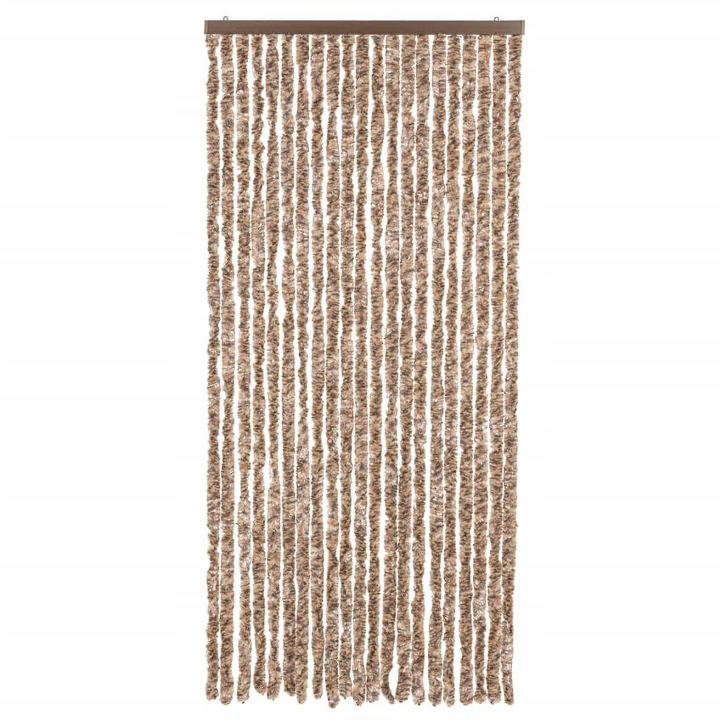 vidaXL Insektenschutz-Vorhang, Fliegenvorhang Beige und Dunkelbraun 90x200 cm Chenille