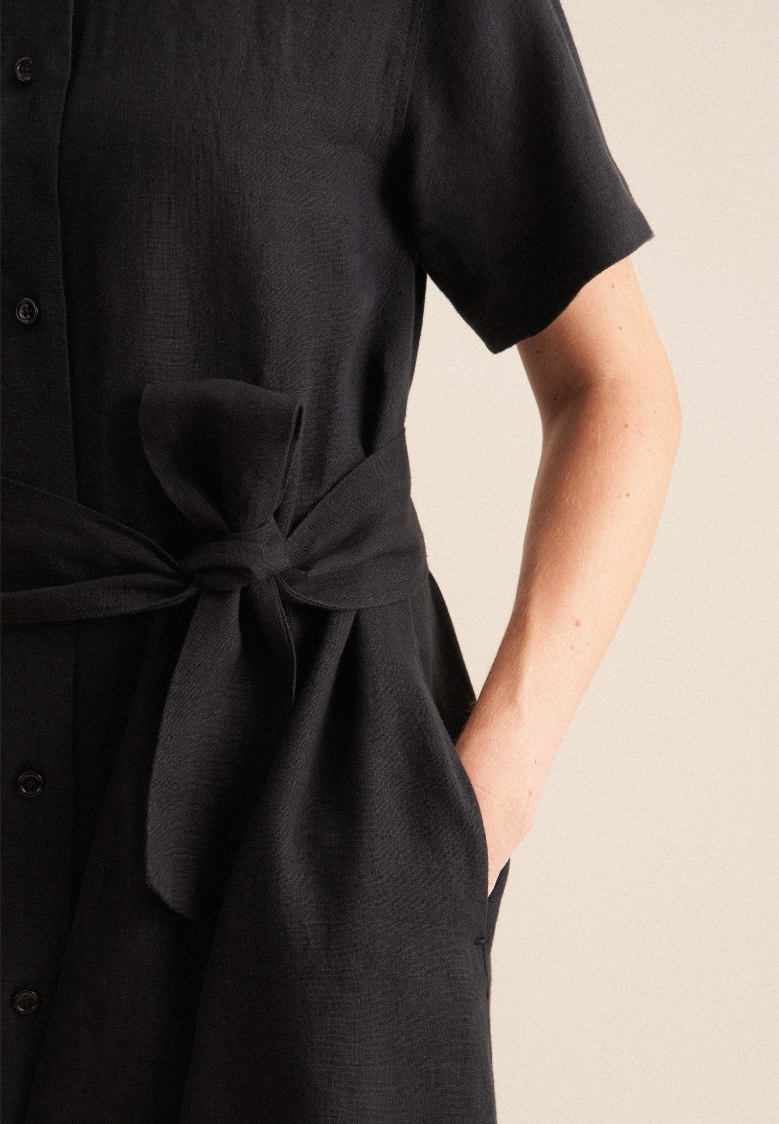 seidensticker Sommerkleid Schwarze Rose Kurzarm Rundhals Uni