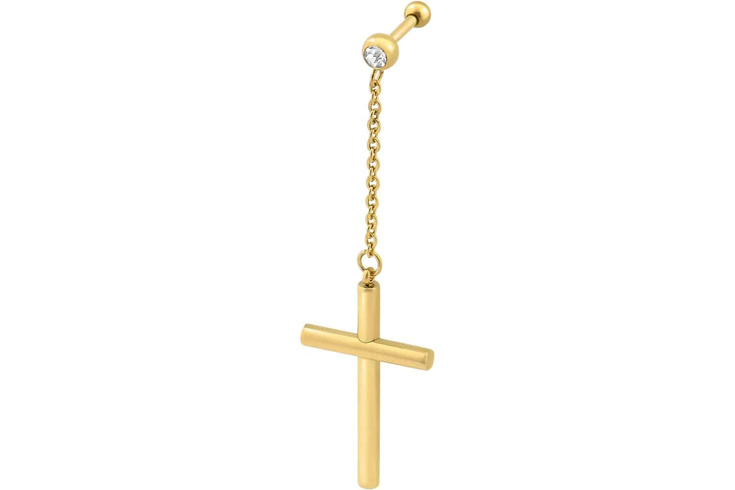Piercing-Set Chirurgenstahl Ohrpiercing Kette RUNDES KURZES KREUZ