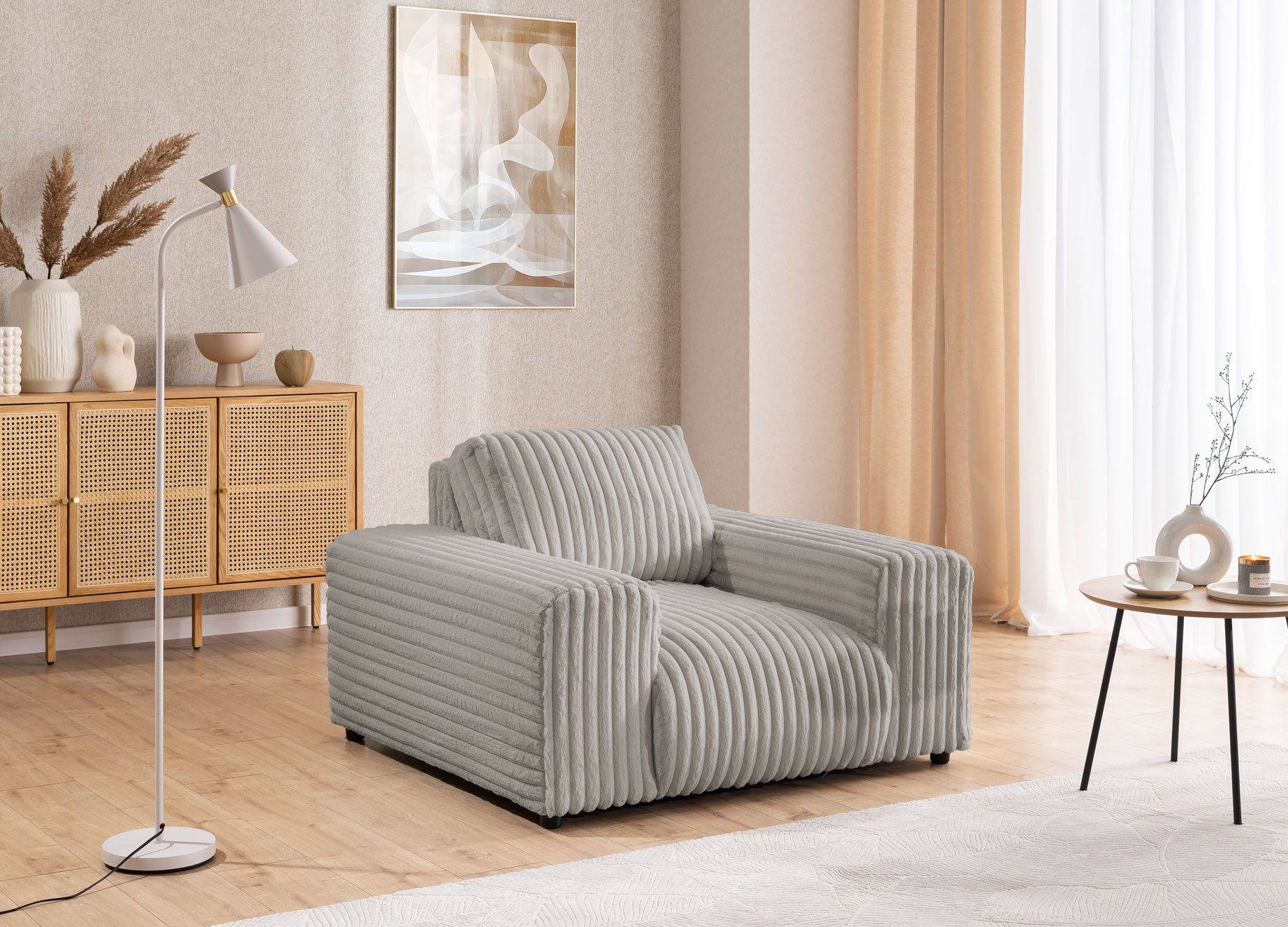 S-Style Möbel Polstergarnitur 3+2+1 Mollis aus Plüschcord mit schöner Sitzk günstig online kaufen