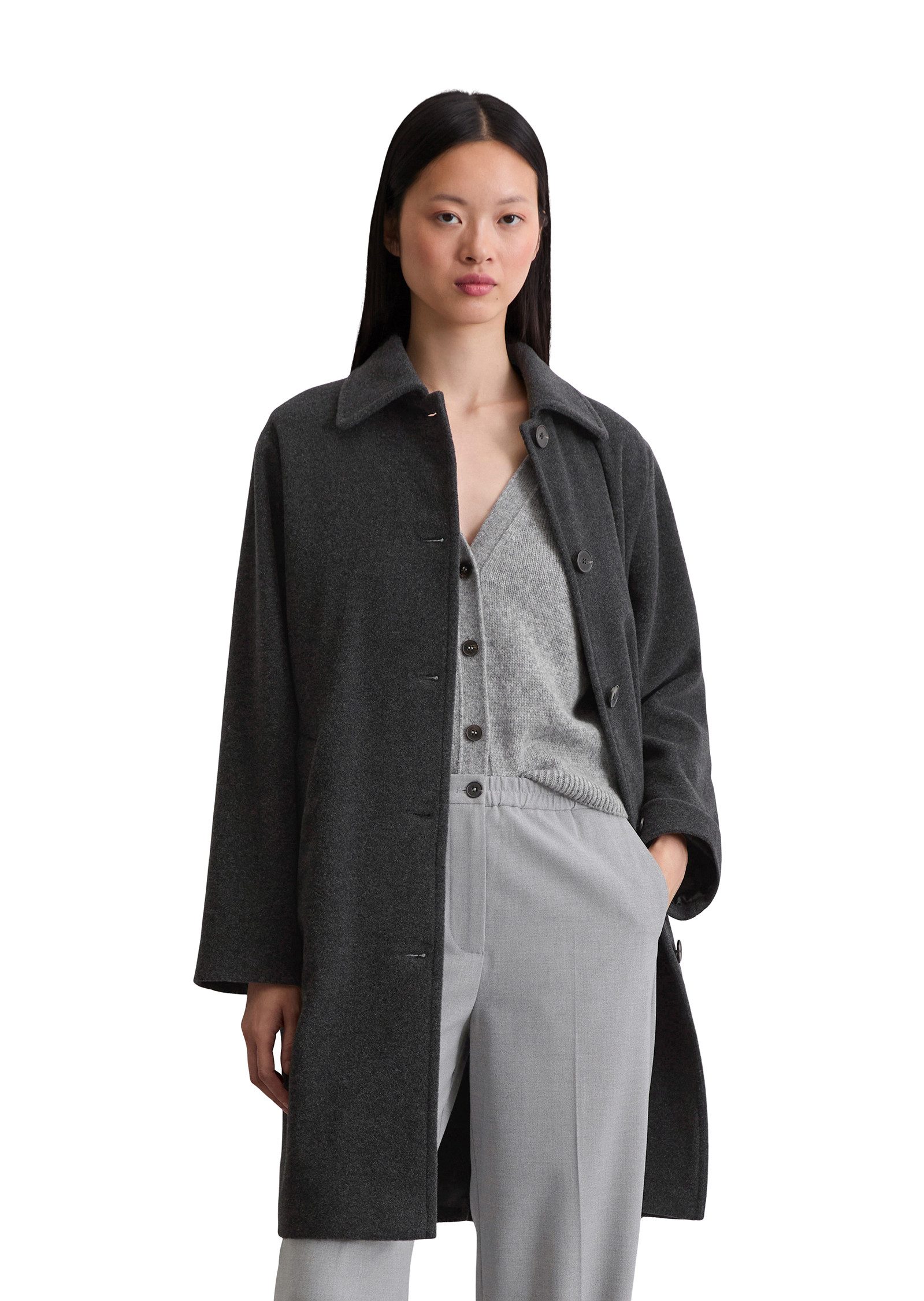 Marc O'Polo Wollmantel regular fit aus Wolle-Mix, ungefüttert, Schaumschlit günstig online kaufen