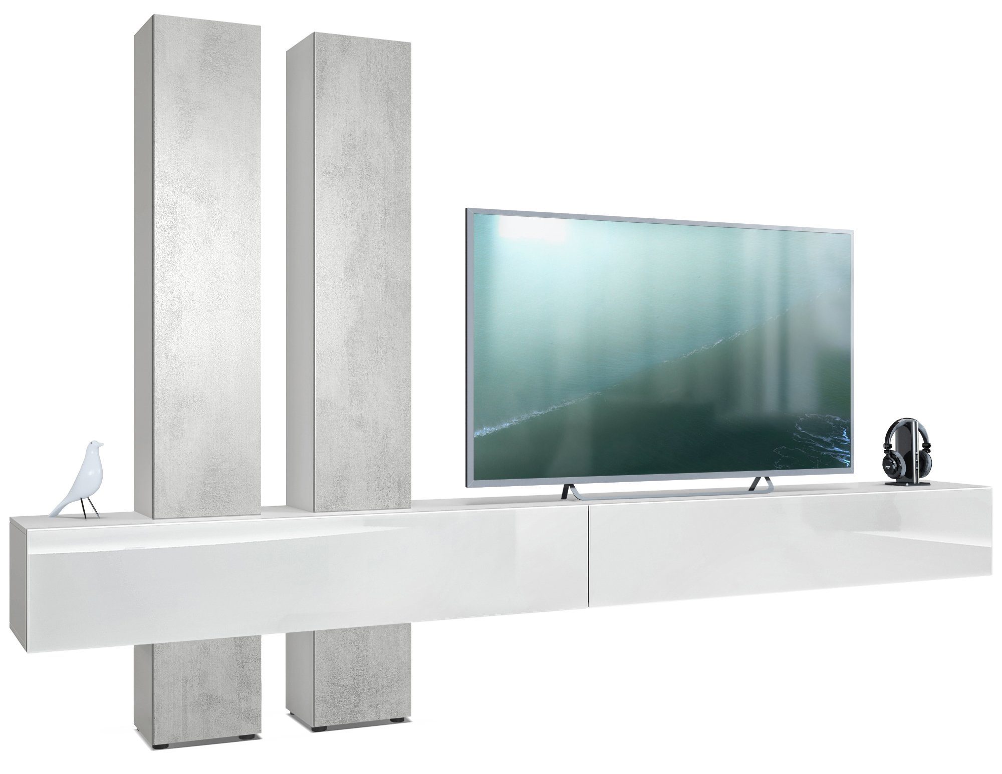 Vladon Wohnwand Moja, (Anbauwand, mit Rückwand mit 4 Türen und 2 Klappen), günstig online kaufen