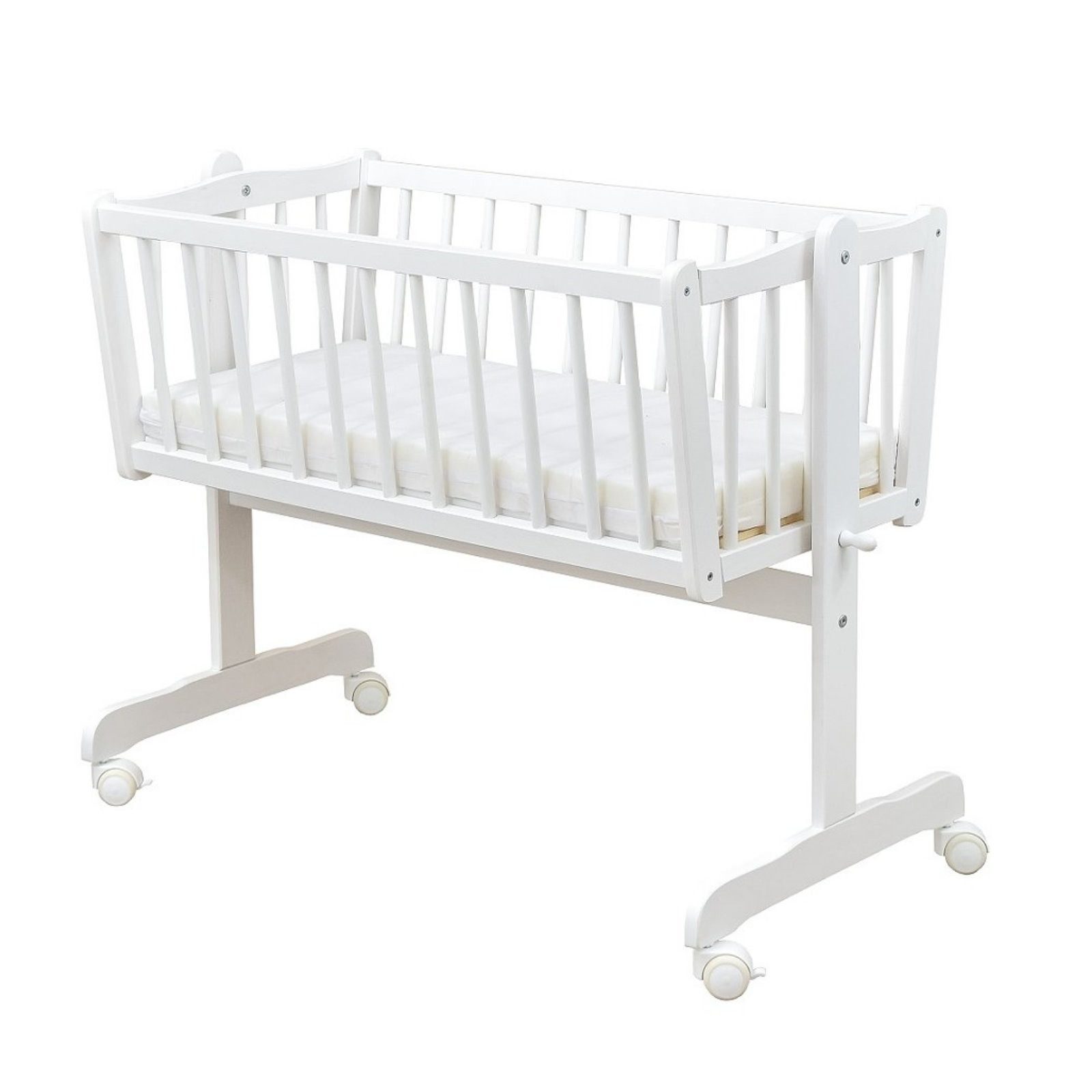 Baby-Delux Babybett Stubenwagen, Babywiege Schaukelwiege 90x40 cm Weiss mit Matratze Komplett Wiege