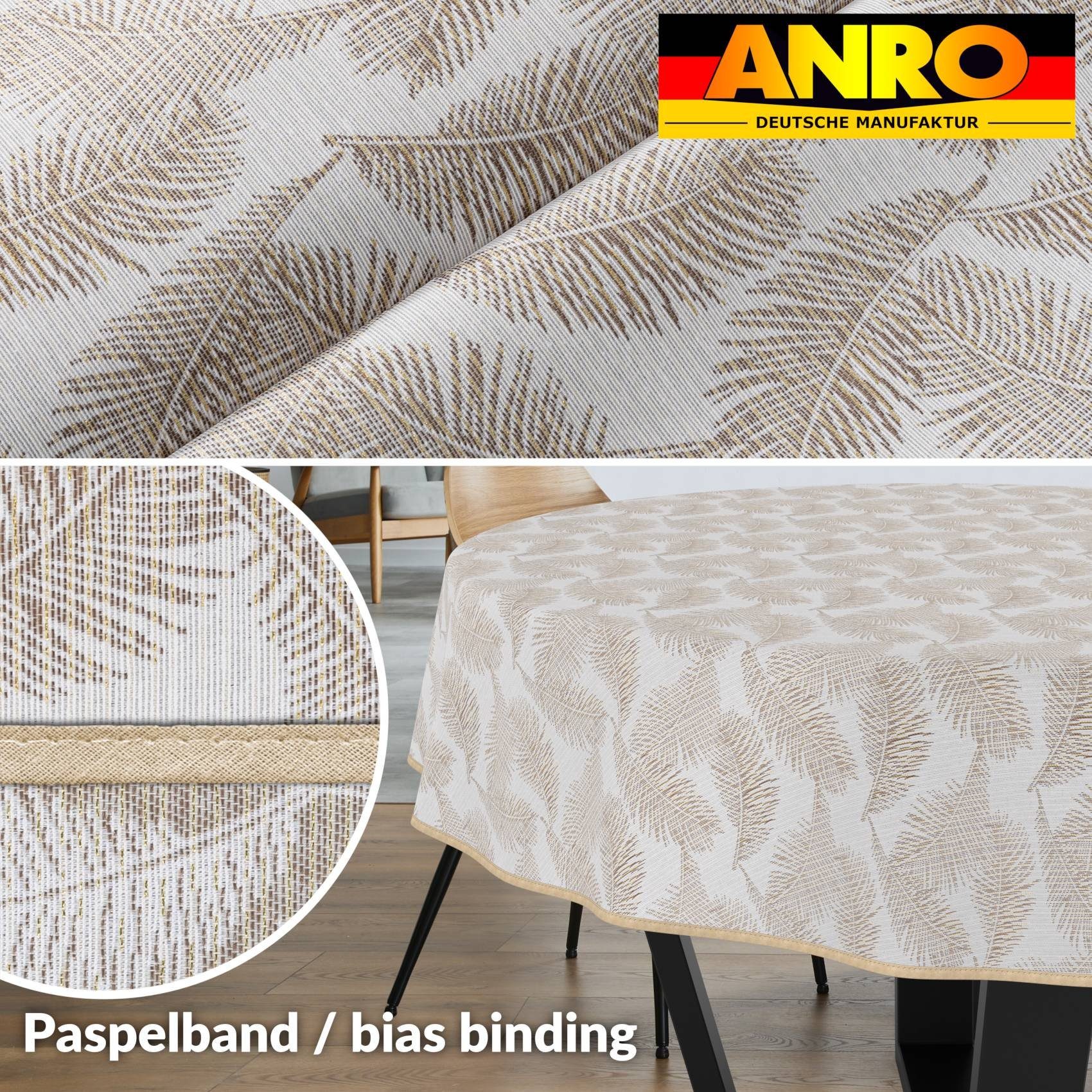 ANRO Tischdecke aus feinem Stoff exklusiv Veredelung Tischtuch Edelmetall Tischwäsche (Einzelstück 1-tlg), Premium TEFLON und 2-Fache Acryl Beschichtung – Bild 3 von 5