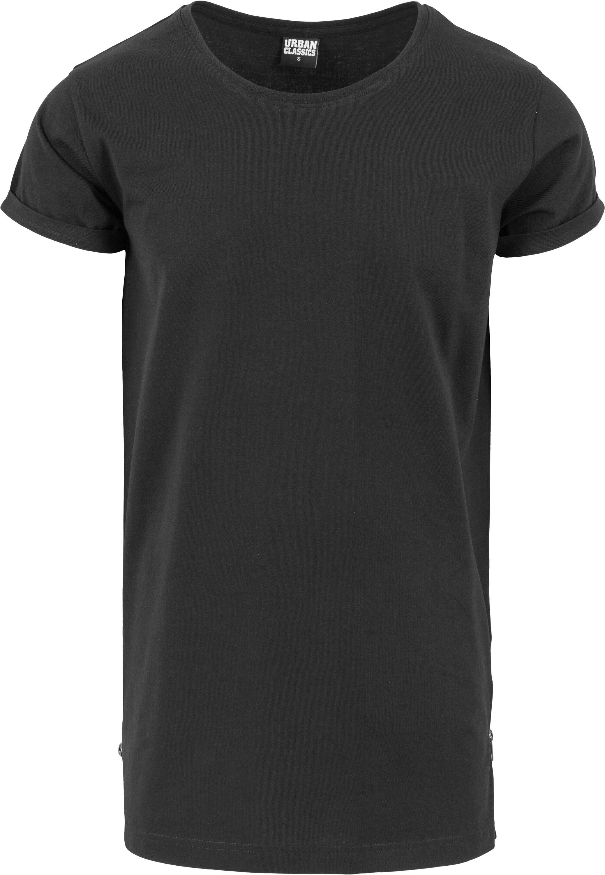 Long Kurzarmshirt Shaped Side URBAN black Zip CLASSICS Herren (1-tlg) Tee