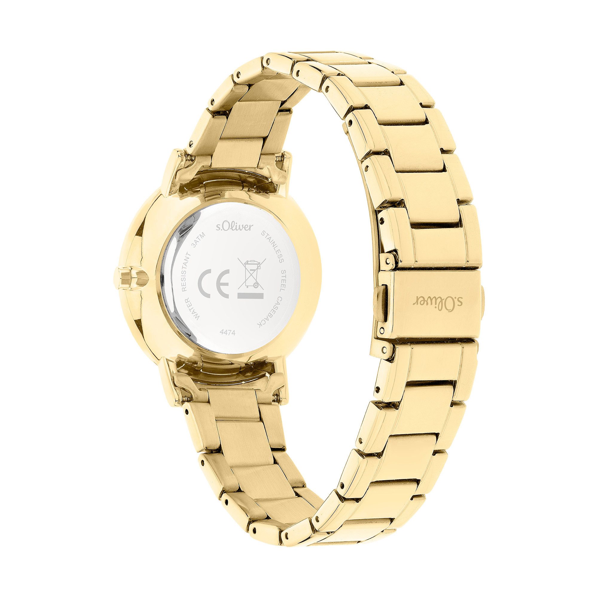 s.Oliver Quarzuhr Modern Basics SO-4474-MQ, Armbanduhr, Damenuhr, Edelstahlarmband, analog