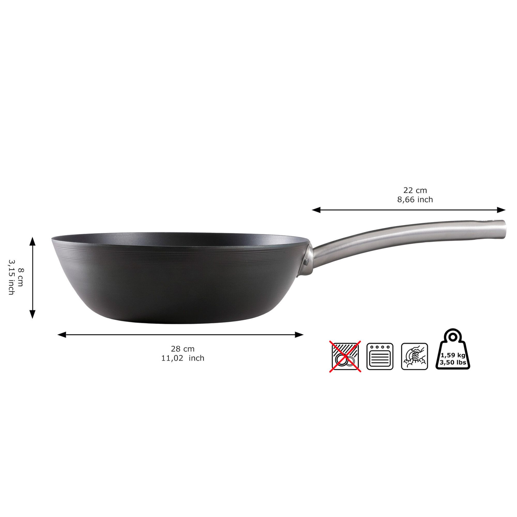 Skottsberg Wok Skottsberg Wok Carbon Steel 28 cm, Karbonstahl mit Griff aus Edelstahl