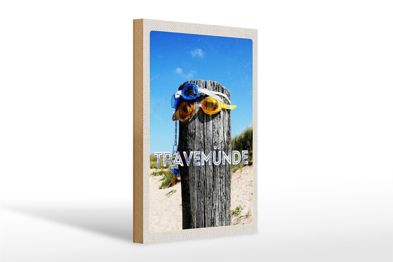 Holzbild Reise 20x30cm Travenmüde Schwimmbrille Schnuller