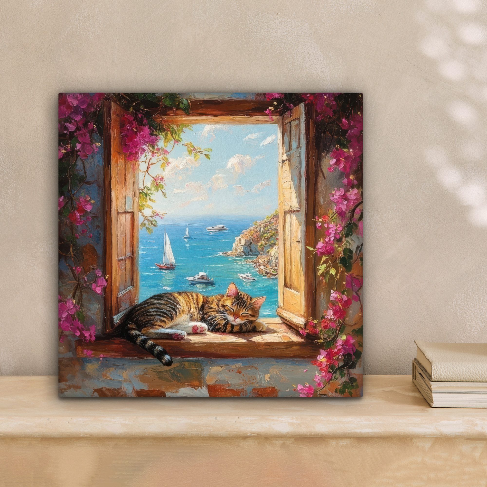 OneMillionCanvasses® Leinwandbild Katze - Blaues Meer günstig online kaufen