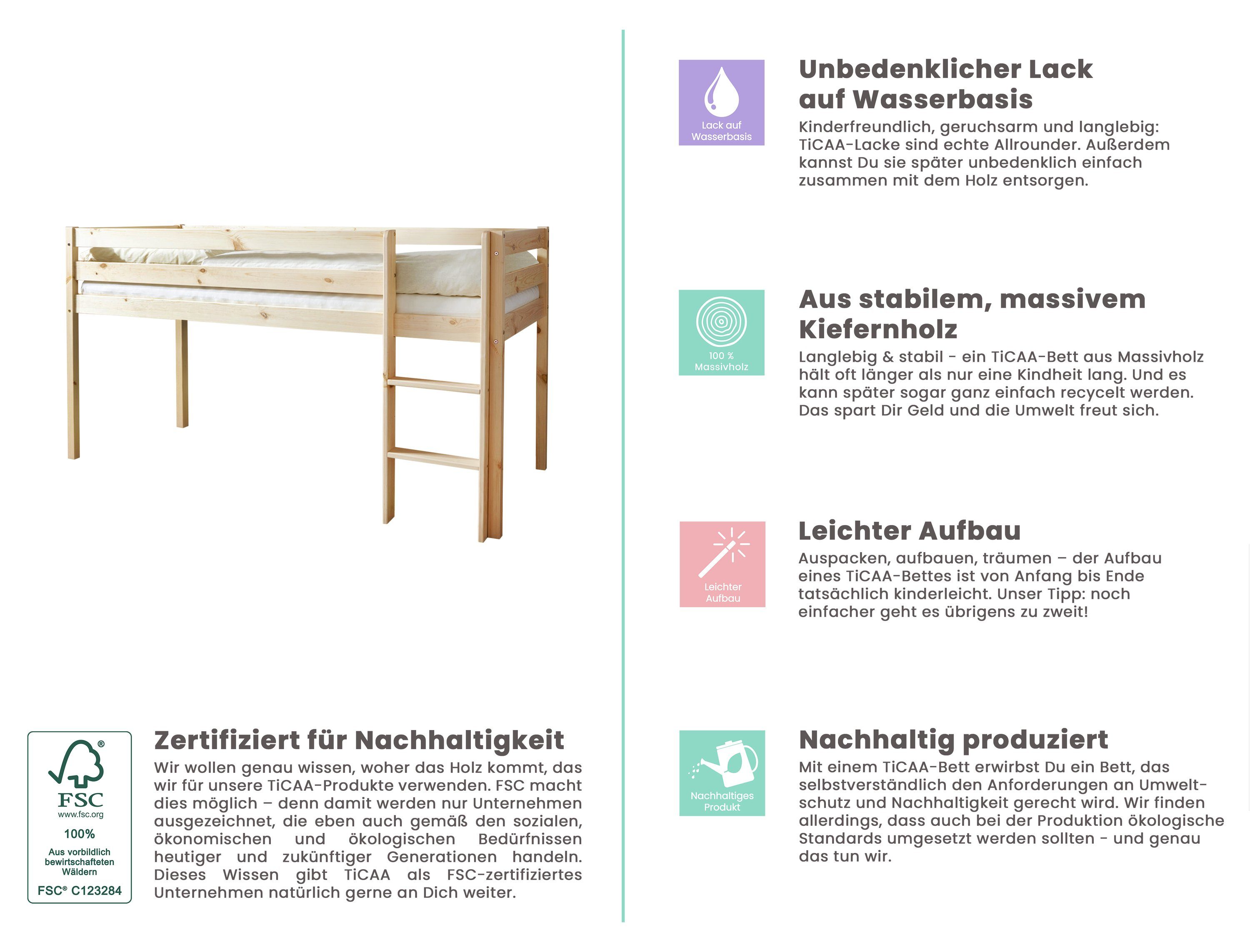 Ticaa Hochbett Hochbett "Malte" Kiefer Natur Motiv