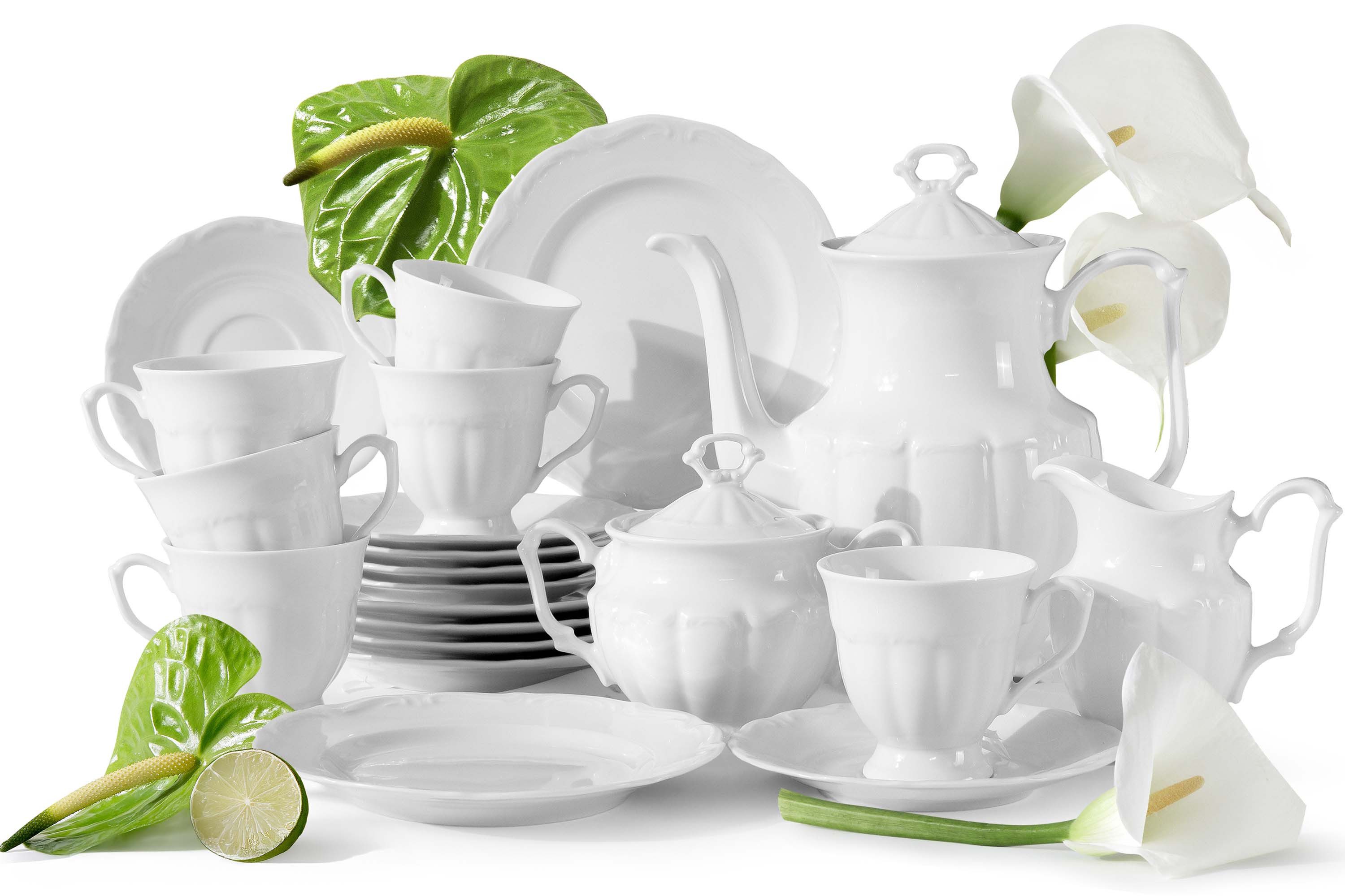 KONSIMO® Kaffeeservice CHODZIEZ MARIA TERESA Teeservice, Kaffeeservice (21-tlg), 6 Personen, Porzellan, Hochwertiges Prestige-Porzellan, mit eleganten Verzierungen