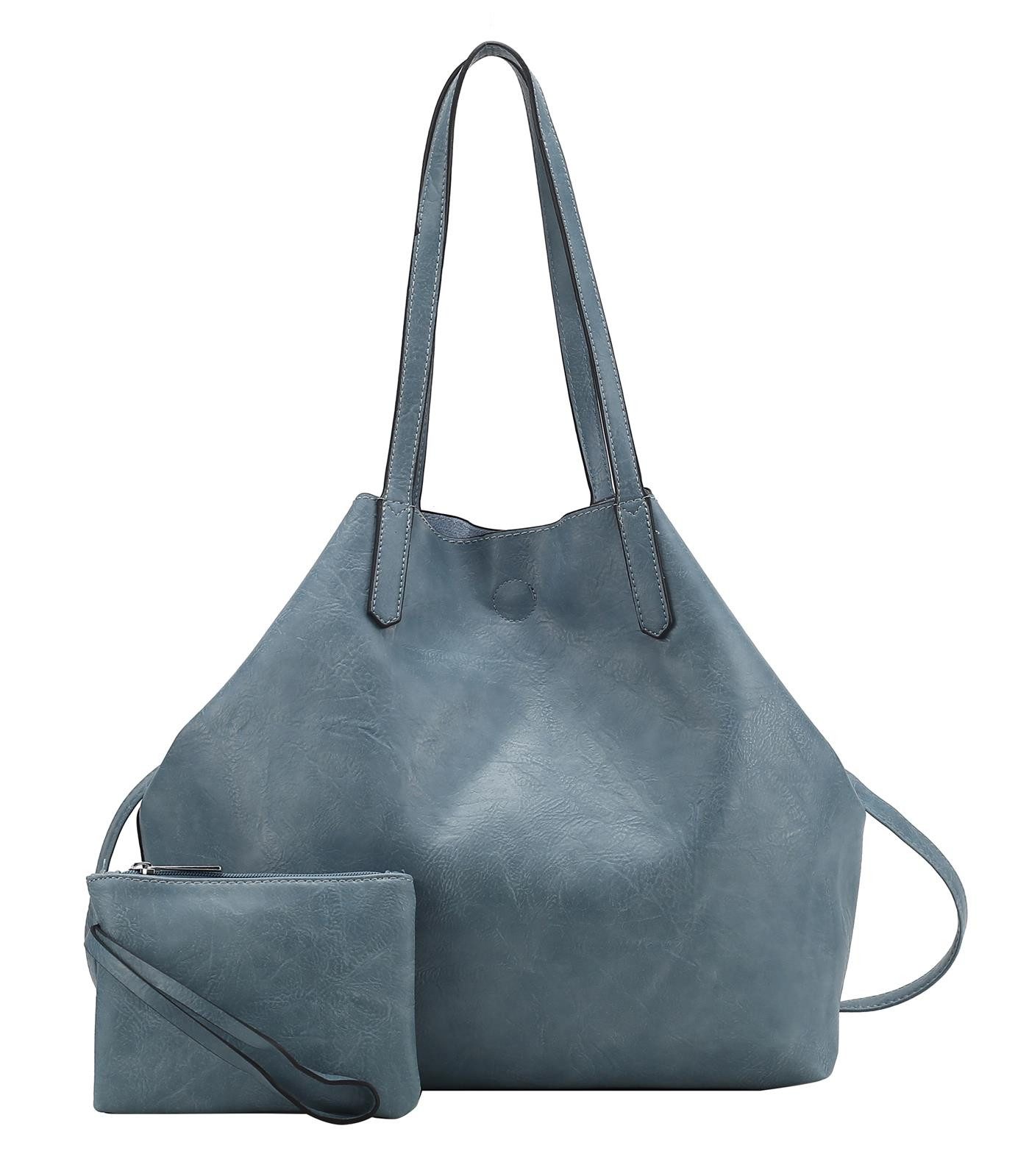 ITALYSHOP24 Schultertasche Damen Tasche SET 2in1 Umhängetasche XXL Shopper Reise Urlaub Outdoor, Henkeltasche Hobo Tote Bag + Crossbody / Schmucktasche Leder Optik