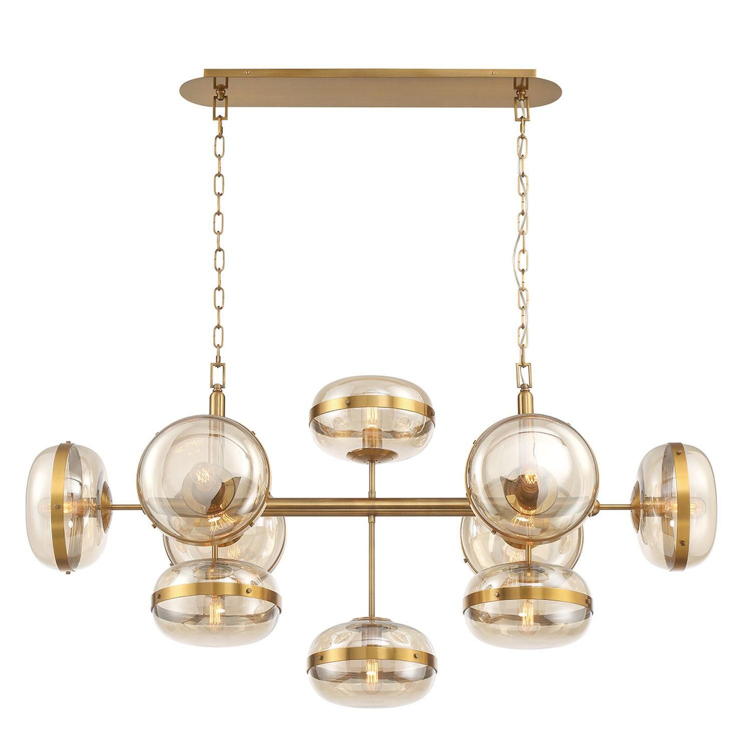 Licht-Erlebnisse Pendelleuchte FLORIN, ohne Leuchtmittel, Metall Rauchglas 1378 cm lang XXL H: max. 255.9 cm groß für 10x E27