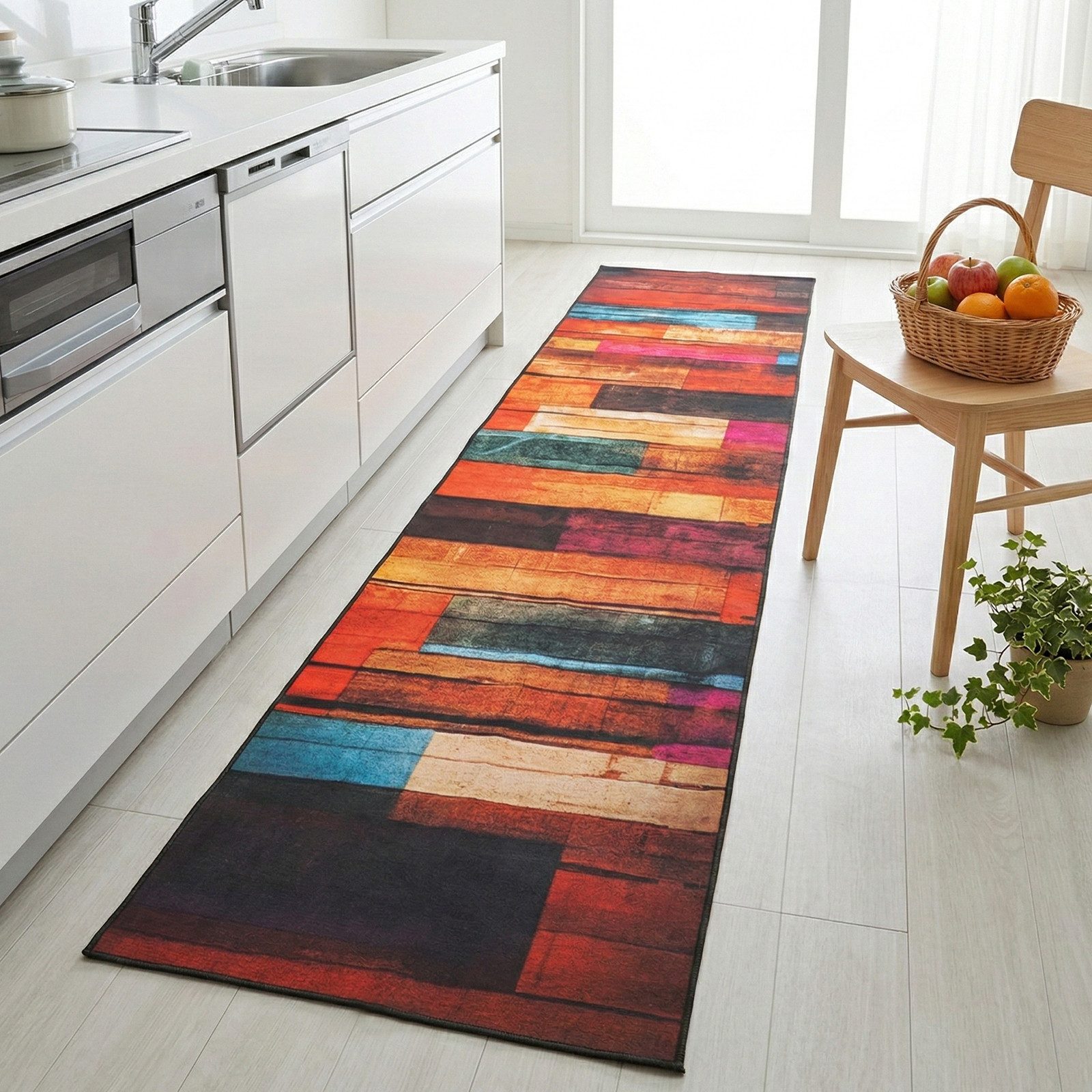 Youyijia Küchenläufer Bunter Flurteppich rutschfest waschbar modernes Design – Bild 4 von 5