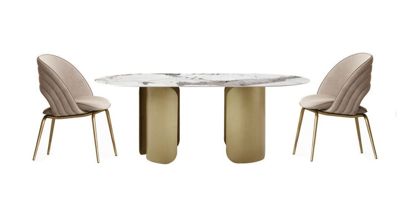 Xlmoebel Essgruppe Elegantes Esstisch-Set mit komfortablen Stühlen, (Essgruppe, 5-tlg., 5tlg.Esszimmer Set(Esstisch+4xStühle), Hergestellt in Europa