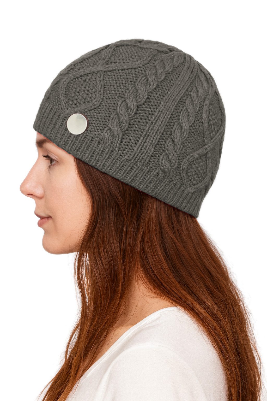 dy_mode Strickmütze Damen Strickbeanie mit Zopfmuster & Deko-Knopf leicht W günstig online kaufen