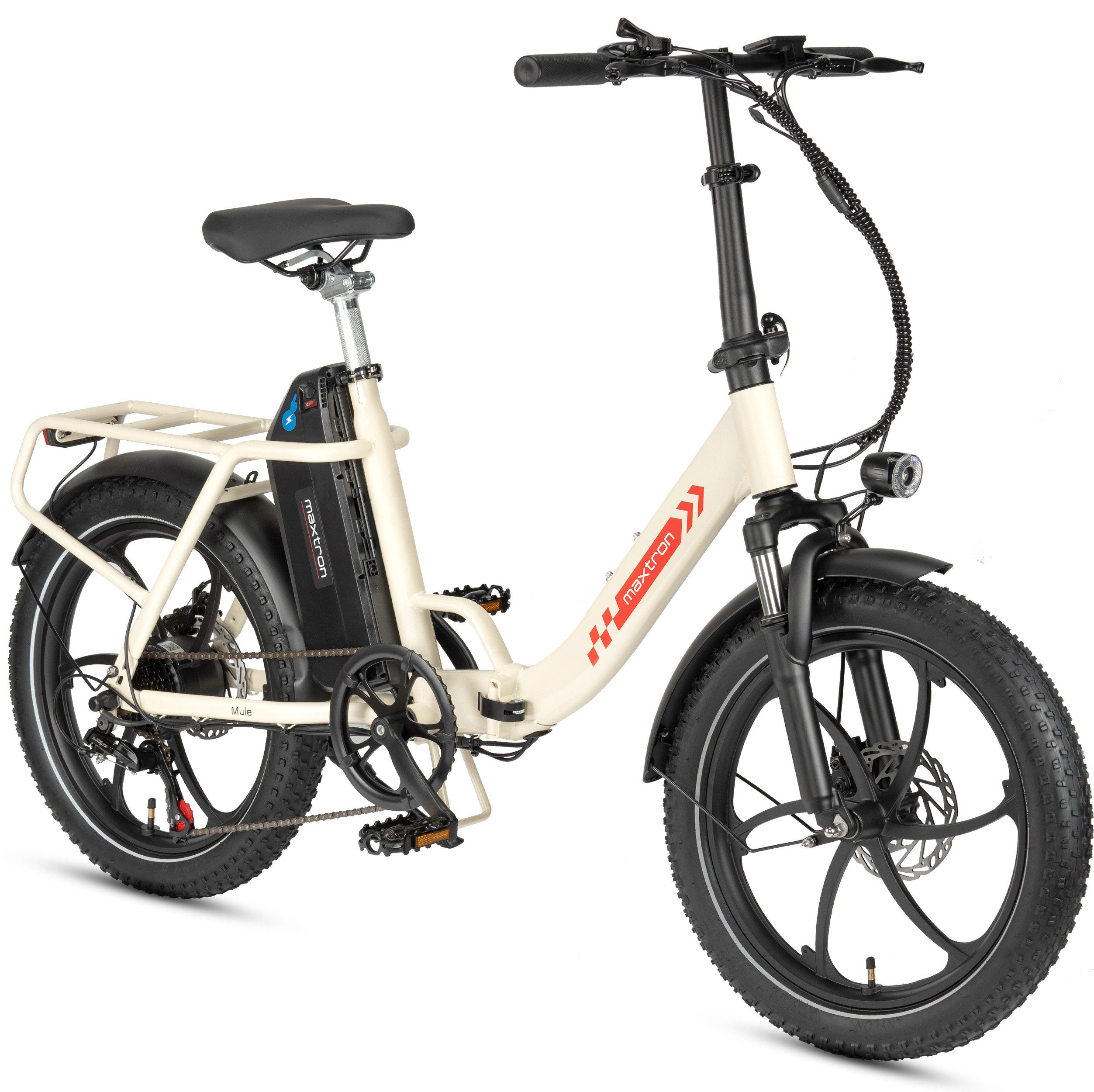 Maxtron E-Bike Klapprad Maxtron MULE Klapprad, 7 Gang Shimano ALTUS Schaltwerk, Kettenschaltung, 960 Wh, (Packung), Stadt & Abenteuer: 20" Fatbike mit XXL 20Ah Akku.