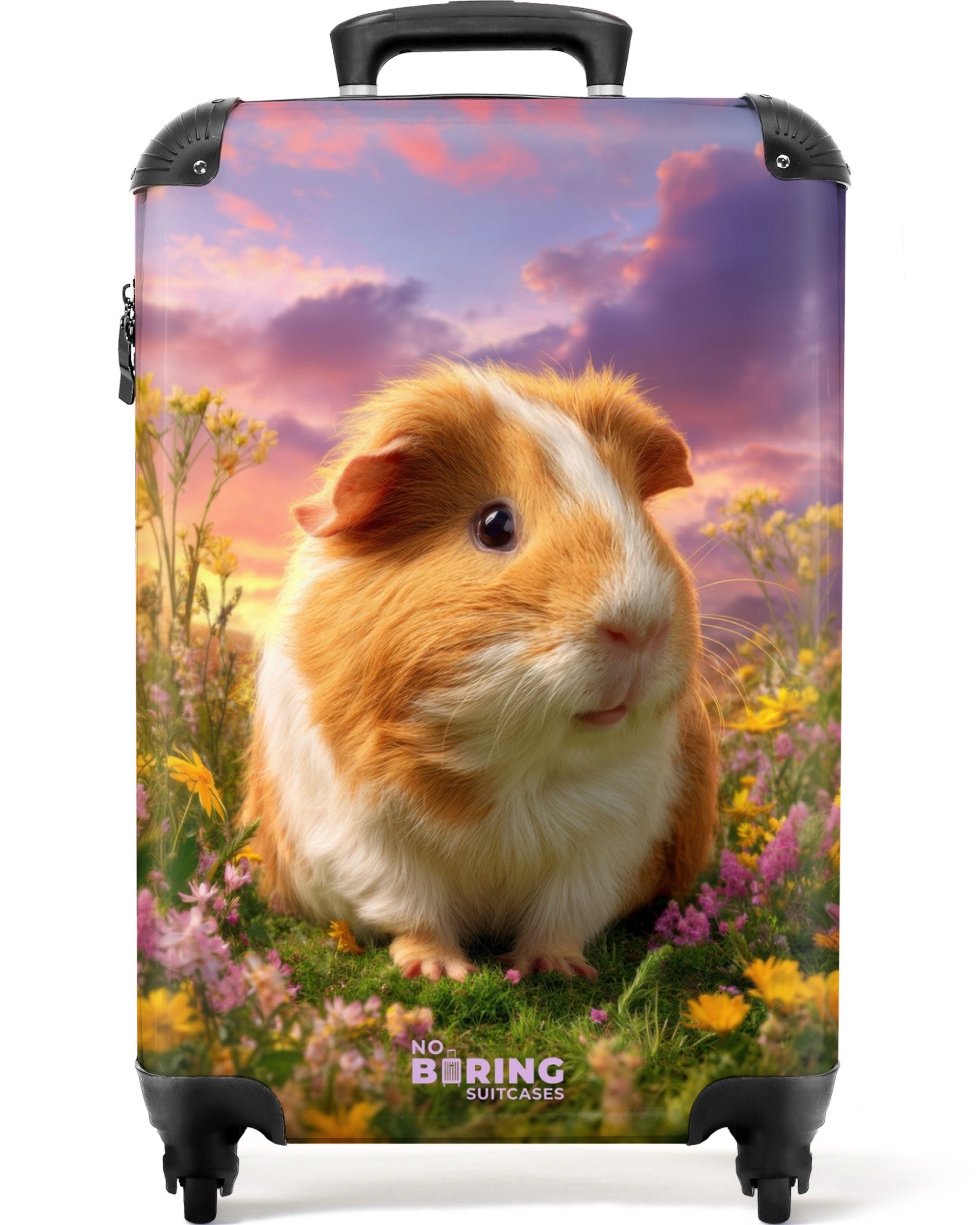 Kinderkoffer Hamster zwischen Blumen mit Sonnenuntergang 55x35x20cm