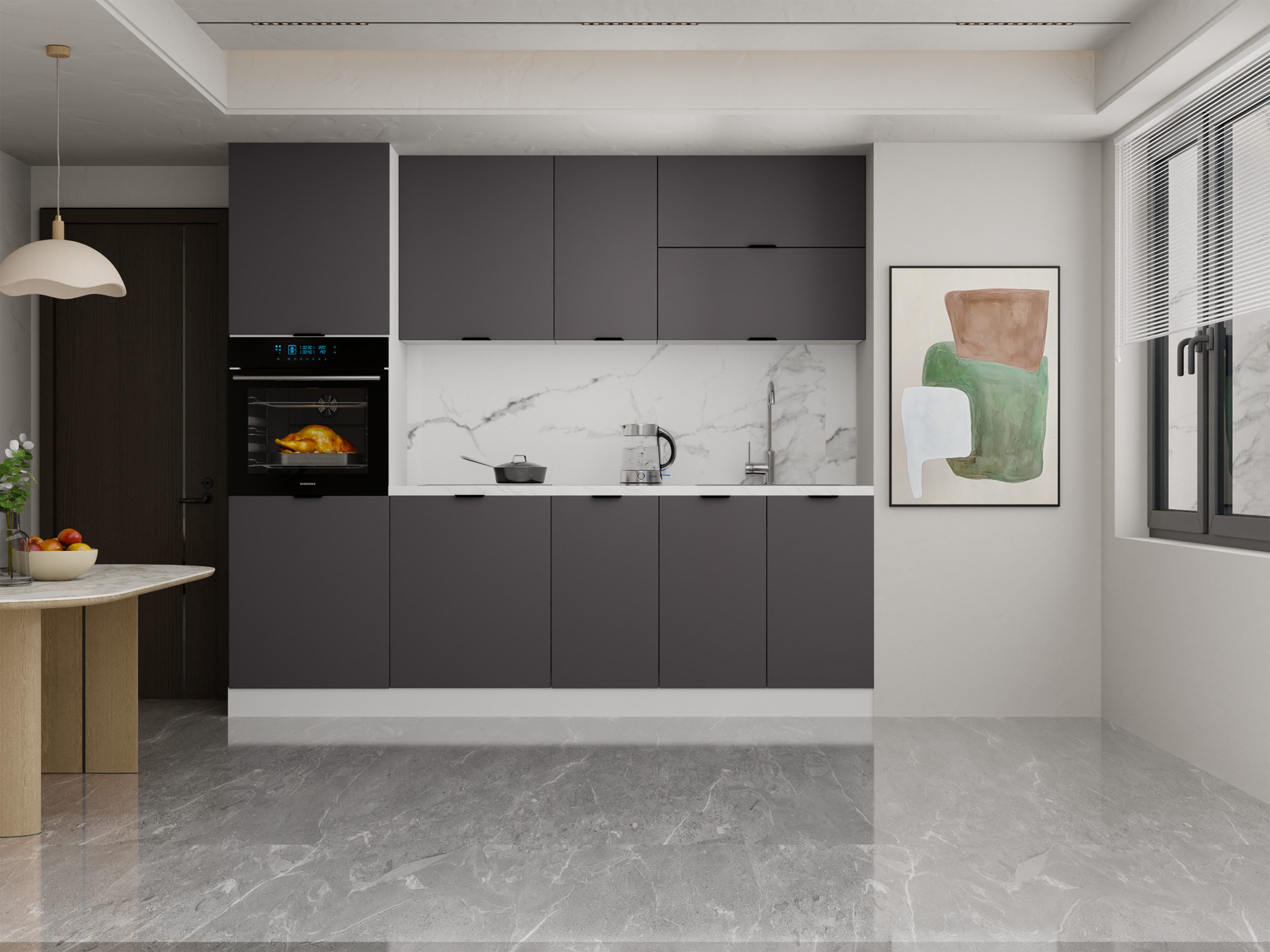 ROYAL24_MARKT Küchenzeile – 240 cm – Lunara – Ohne Arbeitsplatte & Elektrogeräte, (Set), Top Qualität - Modernes Design - Feinste Materialien
