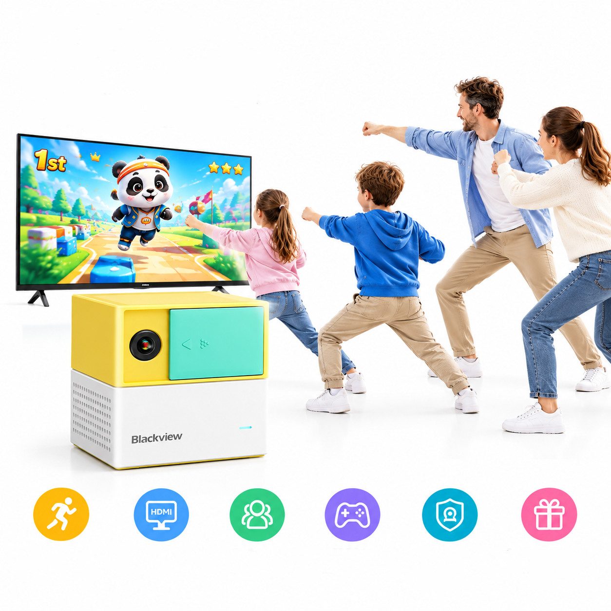 blackview Lernspielzeug Bewegungsspiele ohne Controller, Spielekonsole für kinder & Familie (Set, 1-St), Ohne Controller spielen,Bewegung,Spielspaß und gemeinsame Familienzeit
