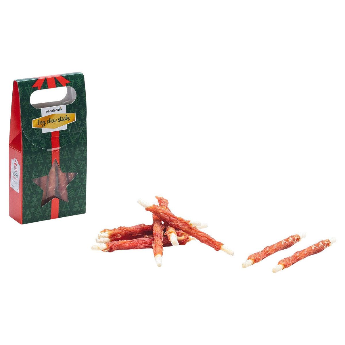 Beeztees Hundesnack X-Mas Kausticks mit Ente - 8 Stück, Snack für: Hund