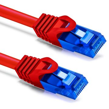deleyCON deleyCON 0,5m CAT6 Patchkabel Netzwerkkabel Ethernet LAN DSL Kabel Rot LAN-Kabel