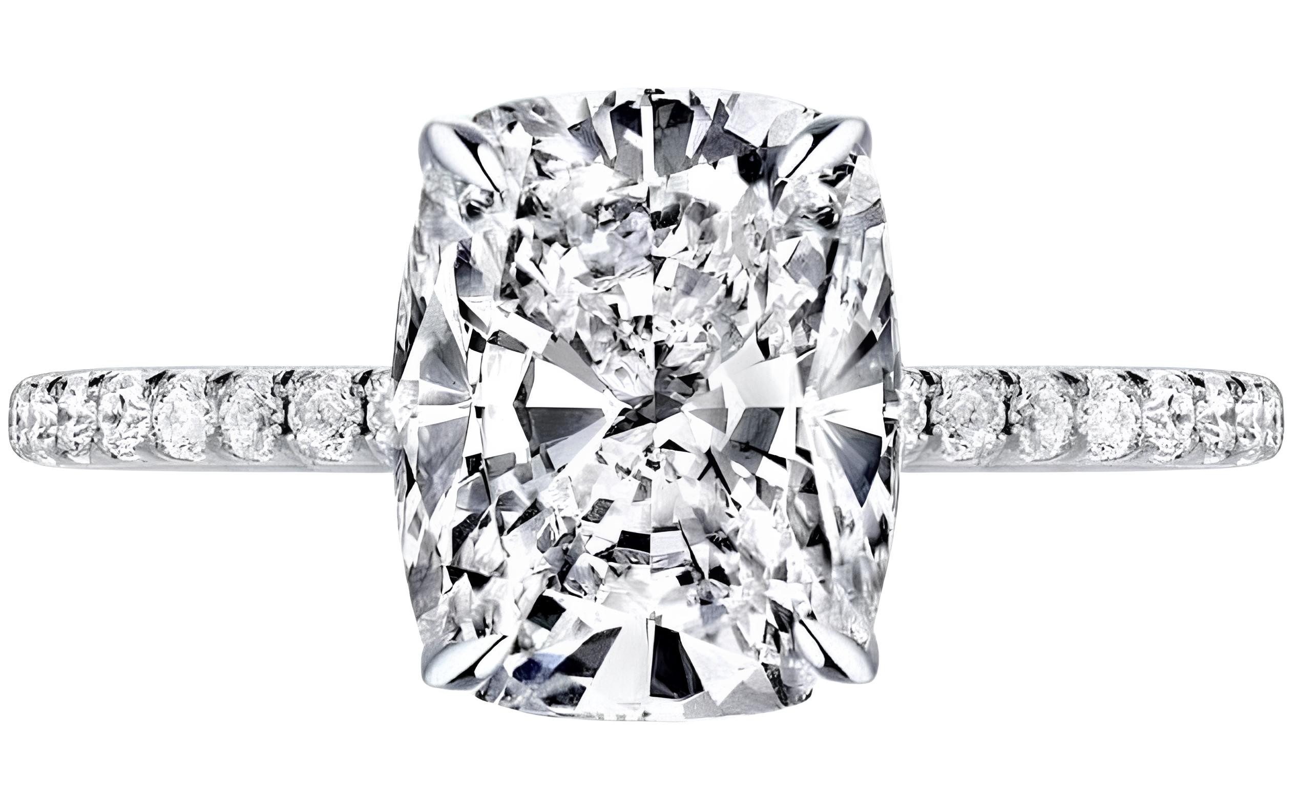 Jumpeak Diamantring 585Gold, 3ct im Kissenschliff- Labordiamant,Ehering der Braut, Klassischer Stil, mit IGI,Ein kostbares Geschenk für Ihre Liebste