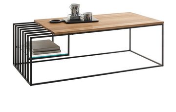 MCA furniture Couchtisch Juba (Wohnzimmertisch Asteiche massiv und schwarz, 120 x 60 cm), Massivholz geölt, mit Ablage