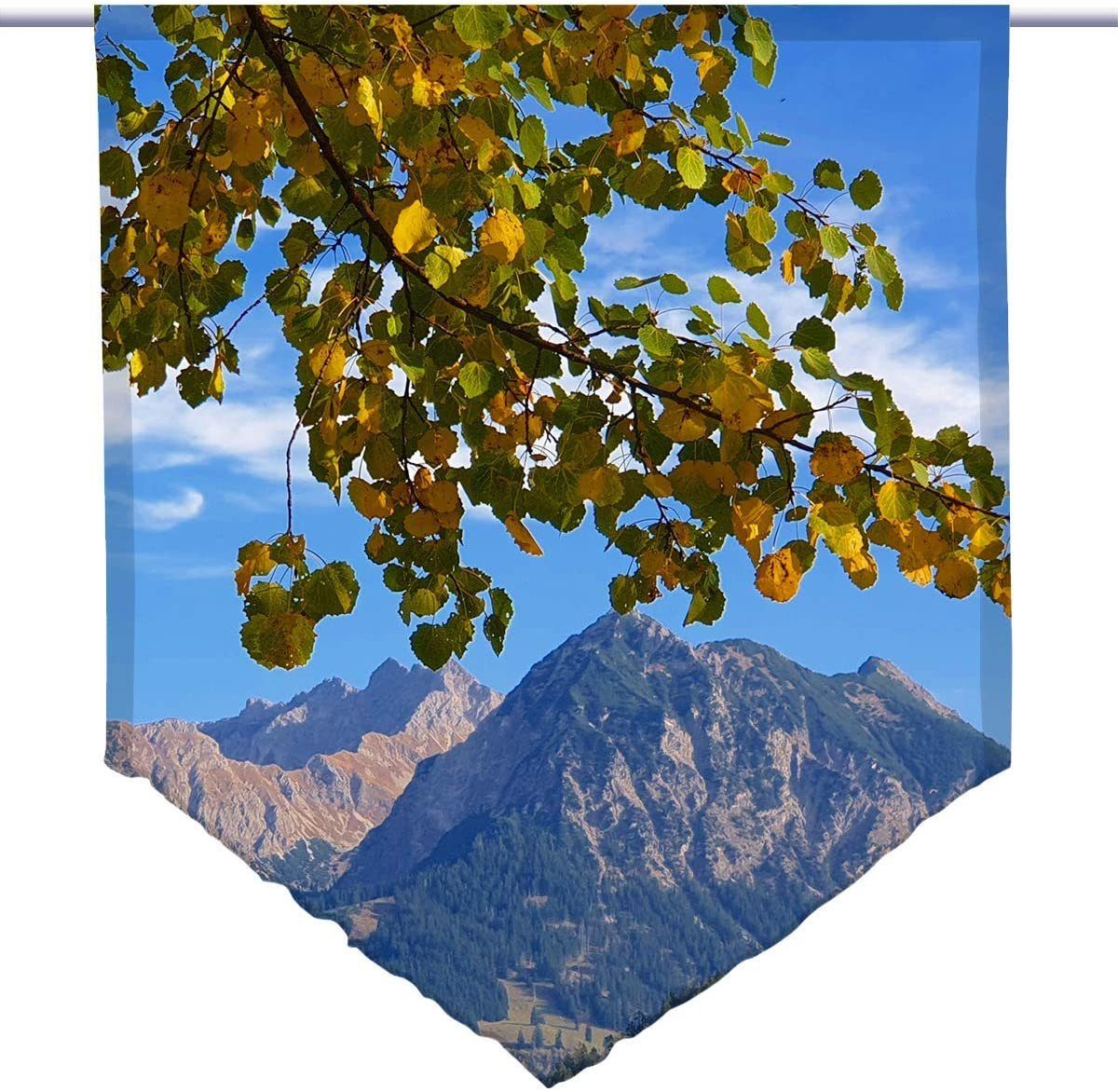 gardinen-for-life Scheibengardine Scheibenhänger spitz Herbst in den Bergen, Voile Transparent