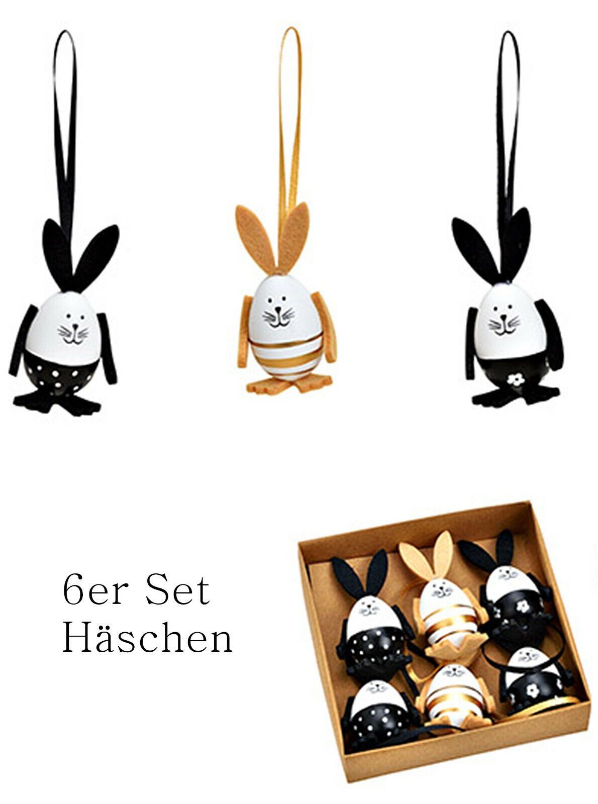 Taschen4life Osterhase stilvolle Hasen zum hängen, Ostern (Set, 6 Stück), Vintage und Landhaus Stil, Ostereier