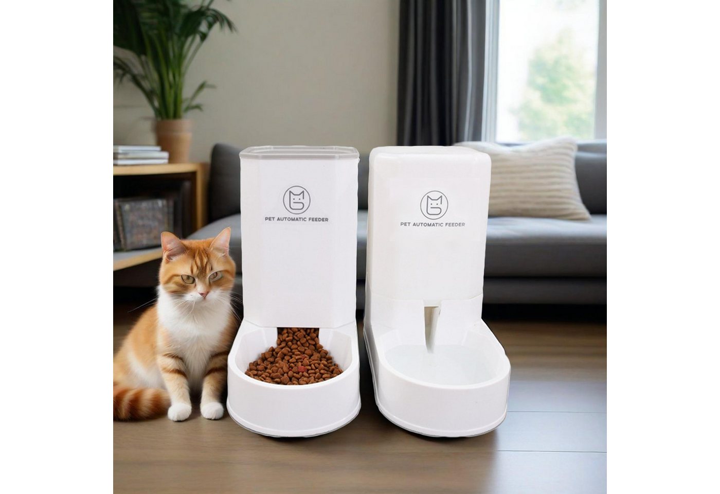 Thumbnail - YINDN Futterspender 3000ml&2,1 kg Katzen Wasserspender, Futterautomat, Haustier Futternapf, Trinkbrunnen, Futterstation,...