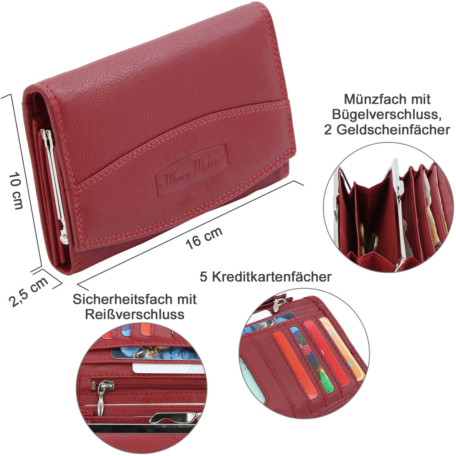 Money Maker Geldbörse - Damen Leder Portemonnaie - Geldbeutel mit vielen Fä günstig online kaufen